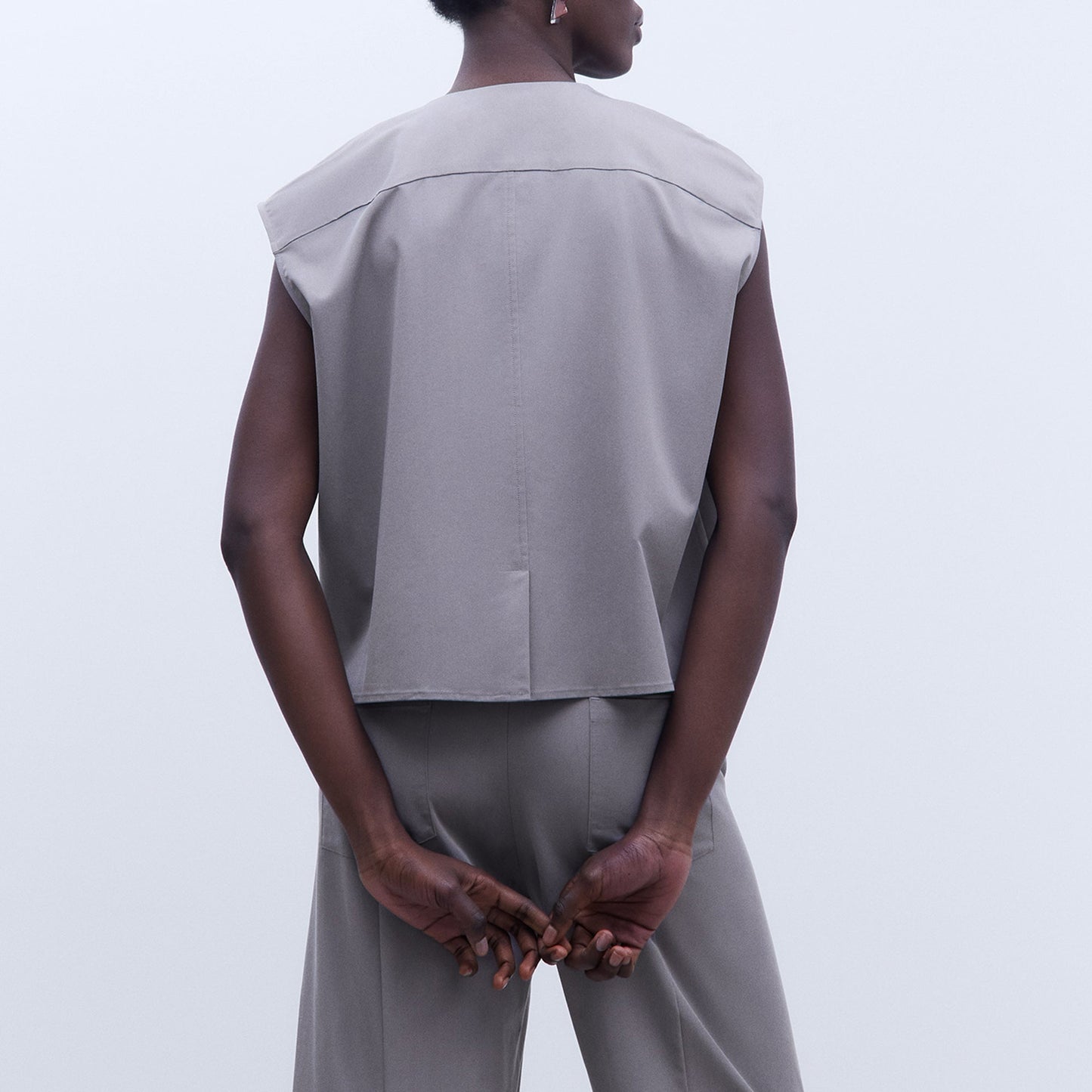 Grey Buttoned Vest Top