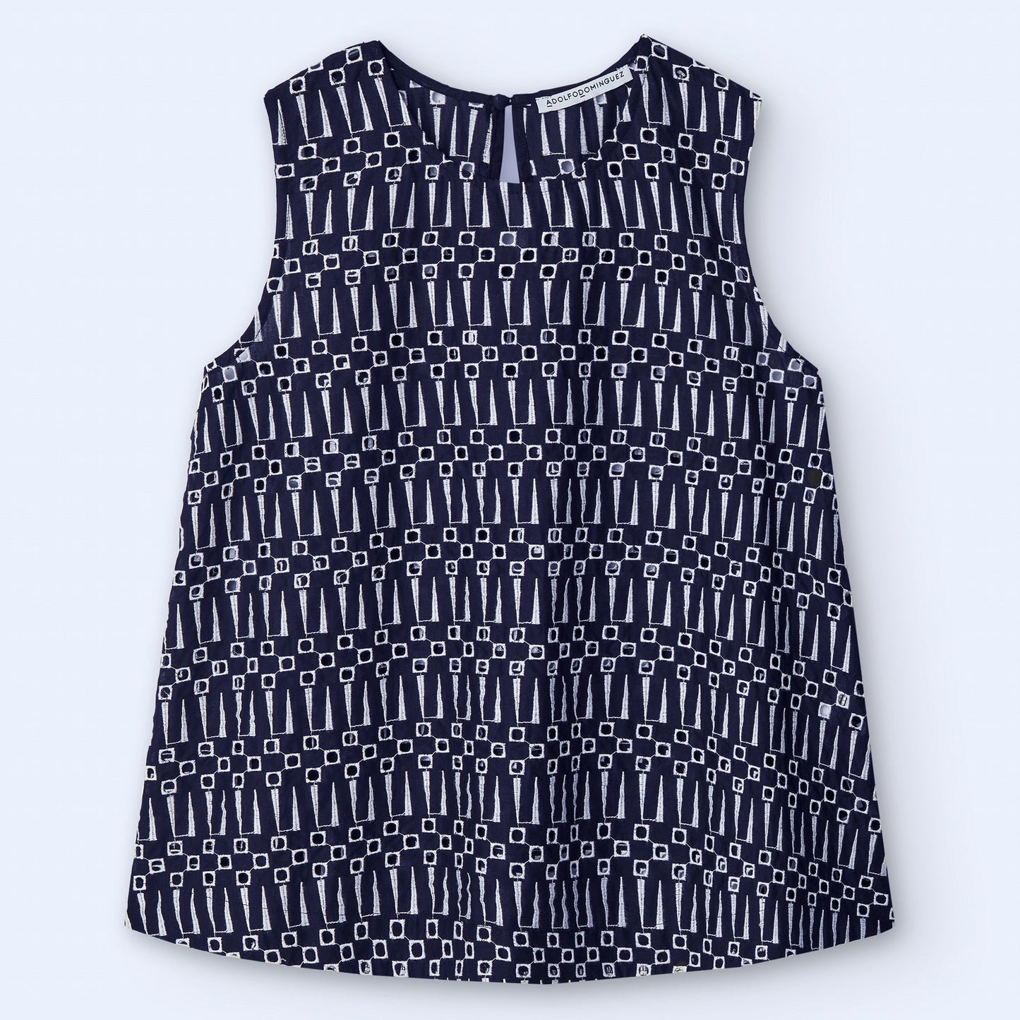 Embroidered A-line Top - Black & White