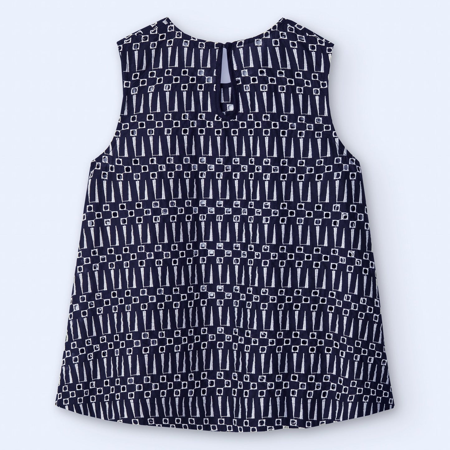 Embroidered A-line Top - Black & White
