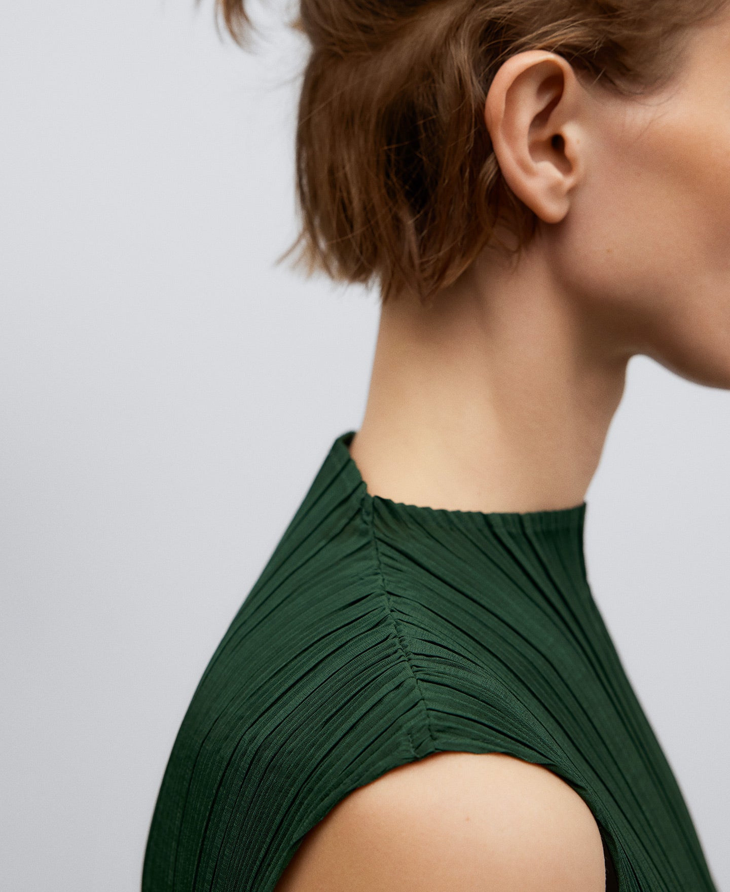 Navy Blue Crinkle Two-Tone Top