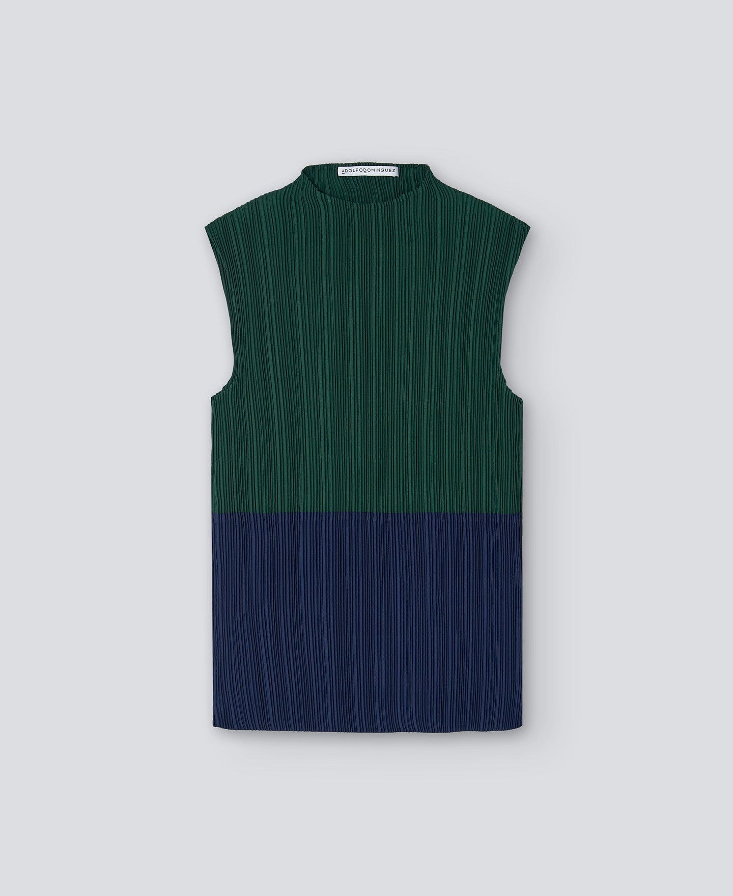 Navy Blue Crinkle Two-Tone Top