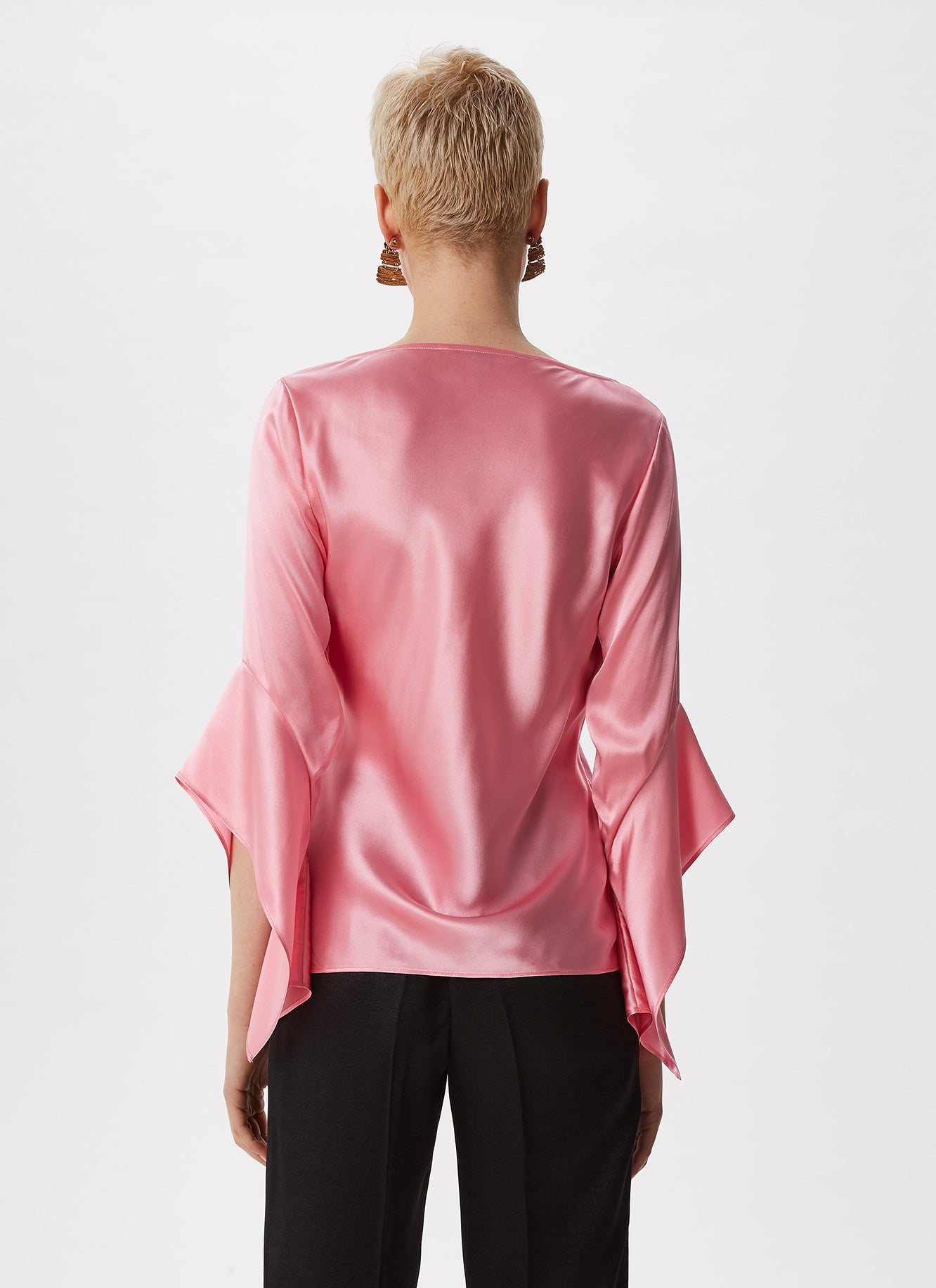 Pink Silk Blouse With French Sleeve