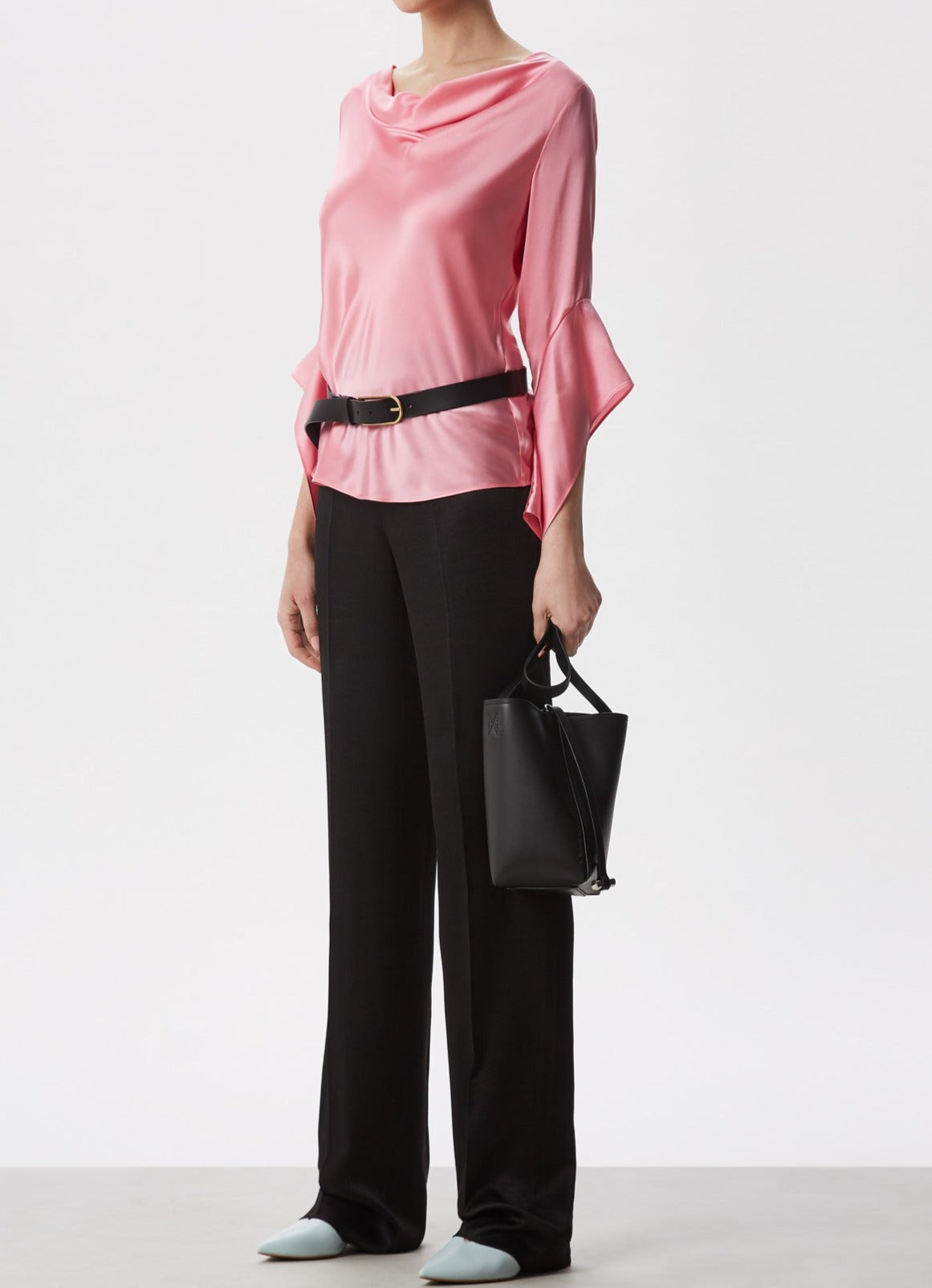 Pink Silk Blouse With French Sleeve