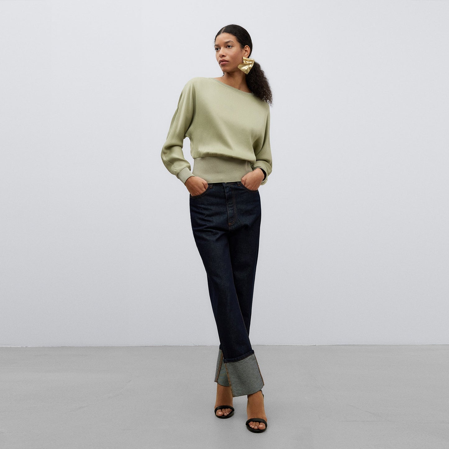 Green Japanase Sleeve Fluid Shirt