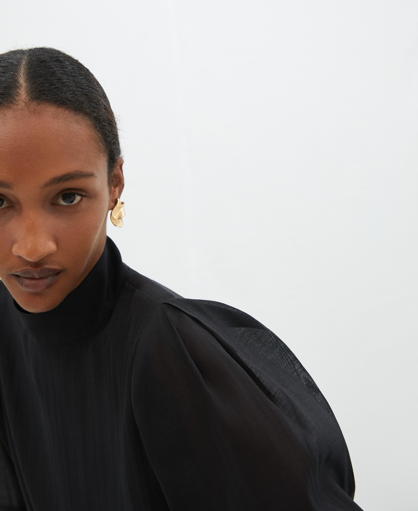Black Semitransparent Blouse In Lyocell