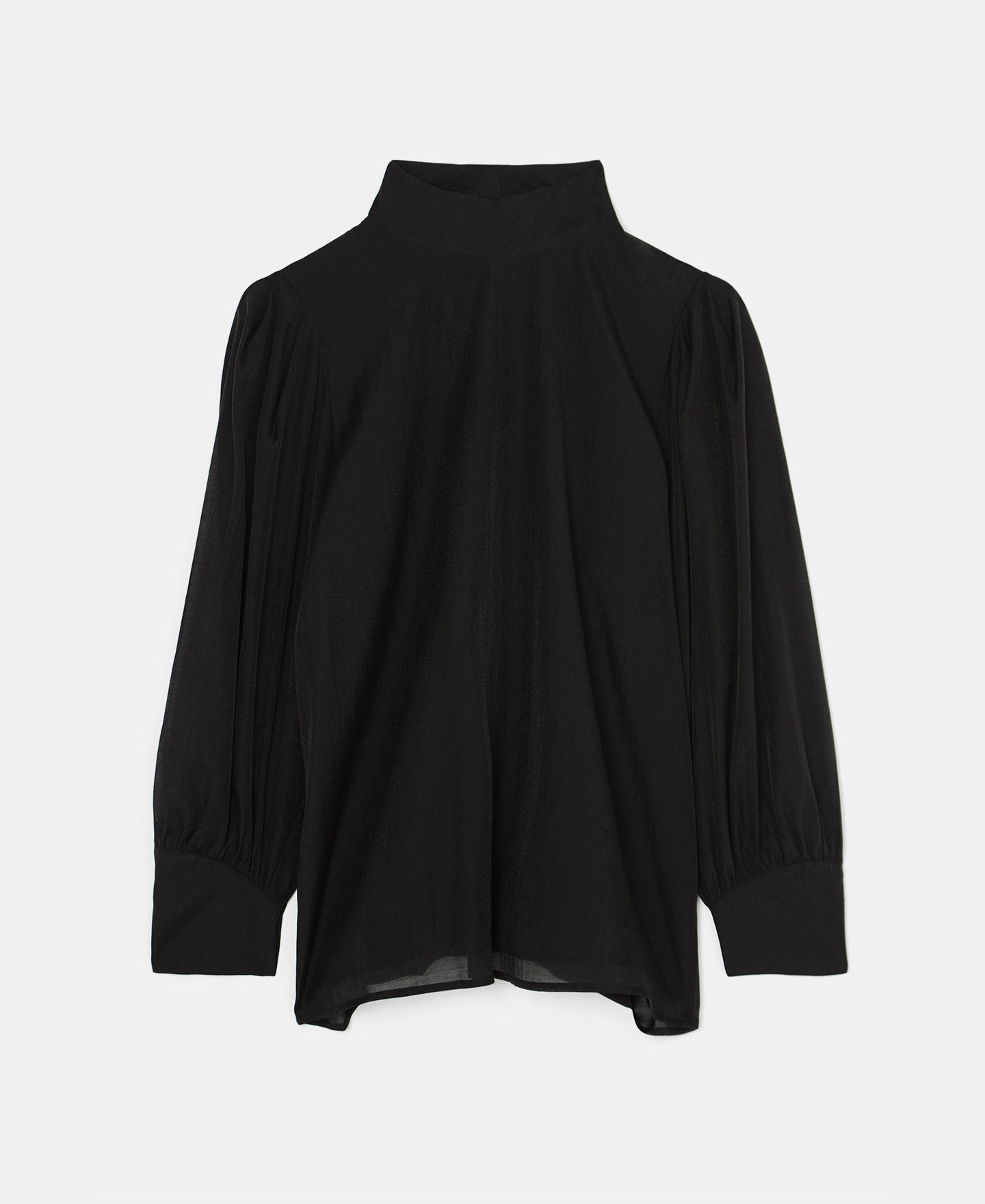 Black Semitransparent Blouse In Lyocell