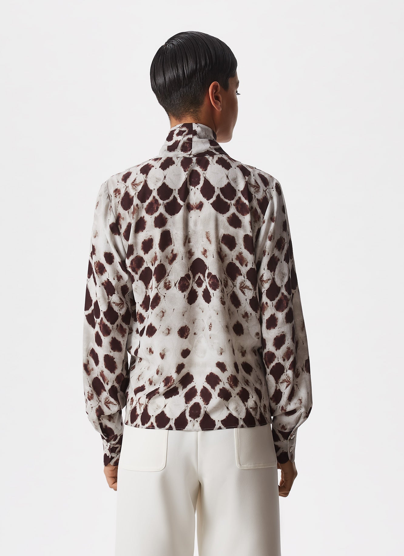 Burgundy/Grey Wrap Shirt With Signature Snake Print