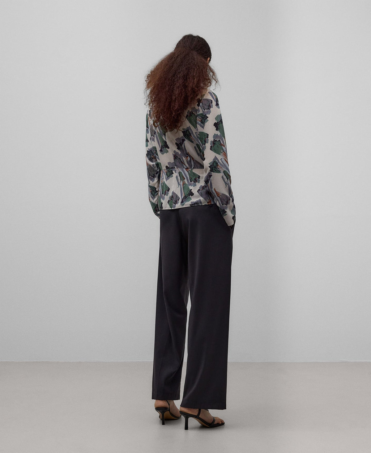 Flower Stamped Printed Top With Draped Waist