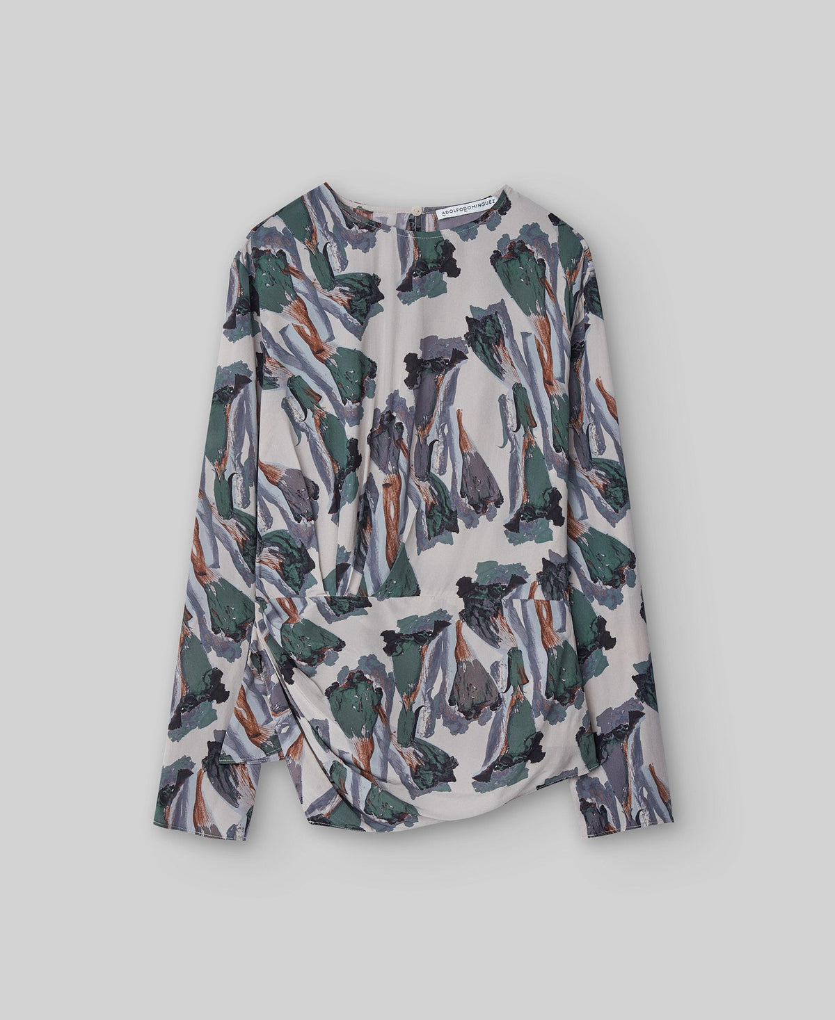 Flower Stamped Printed Top With Draped Waist