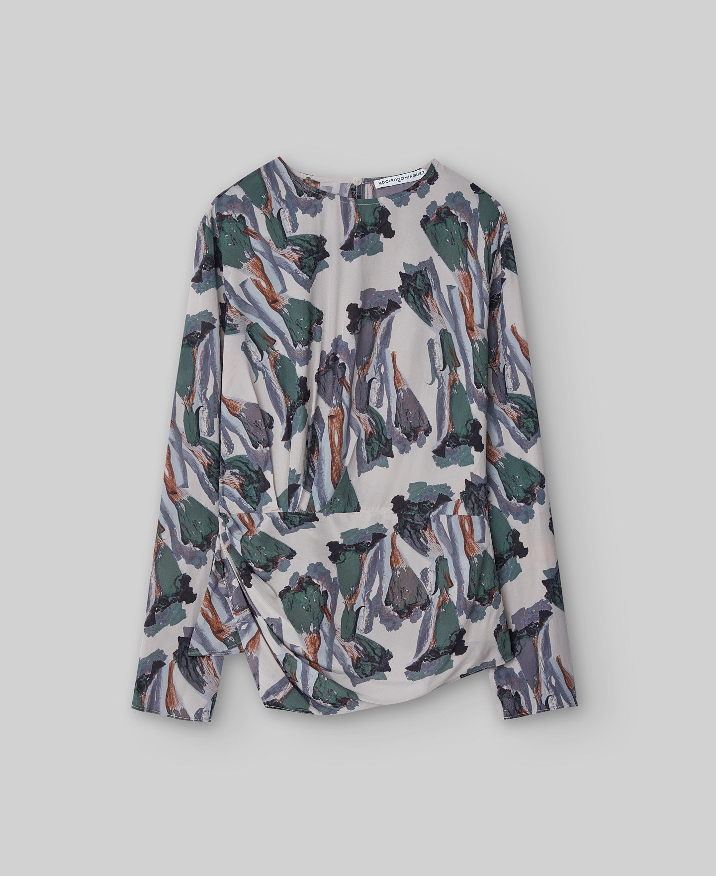 Flower Stamped Printed Top With Draped Waist