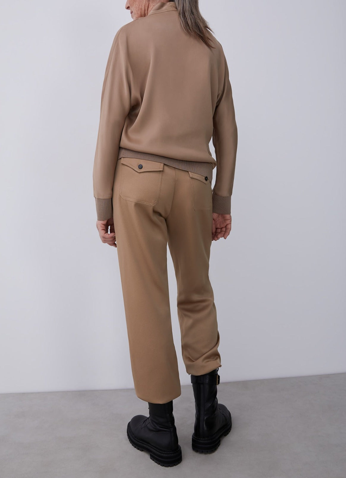 Brown Viscose Blouse With Elastic Hem