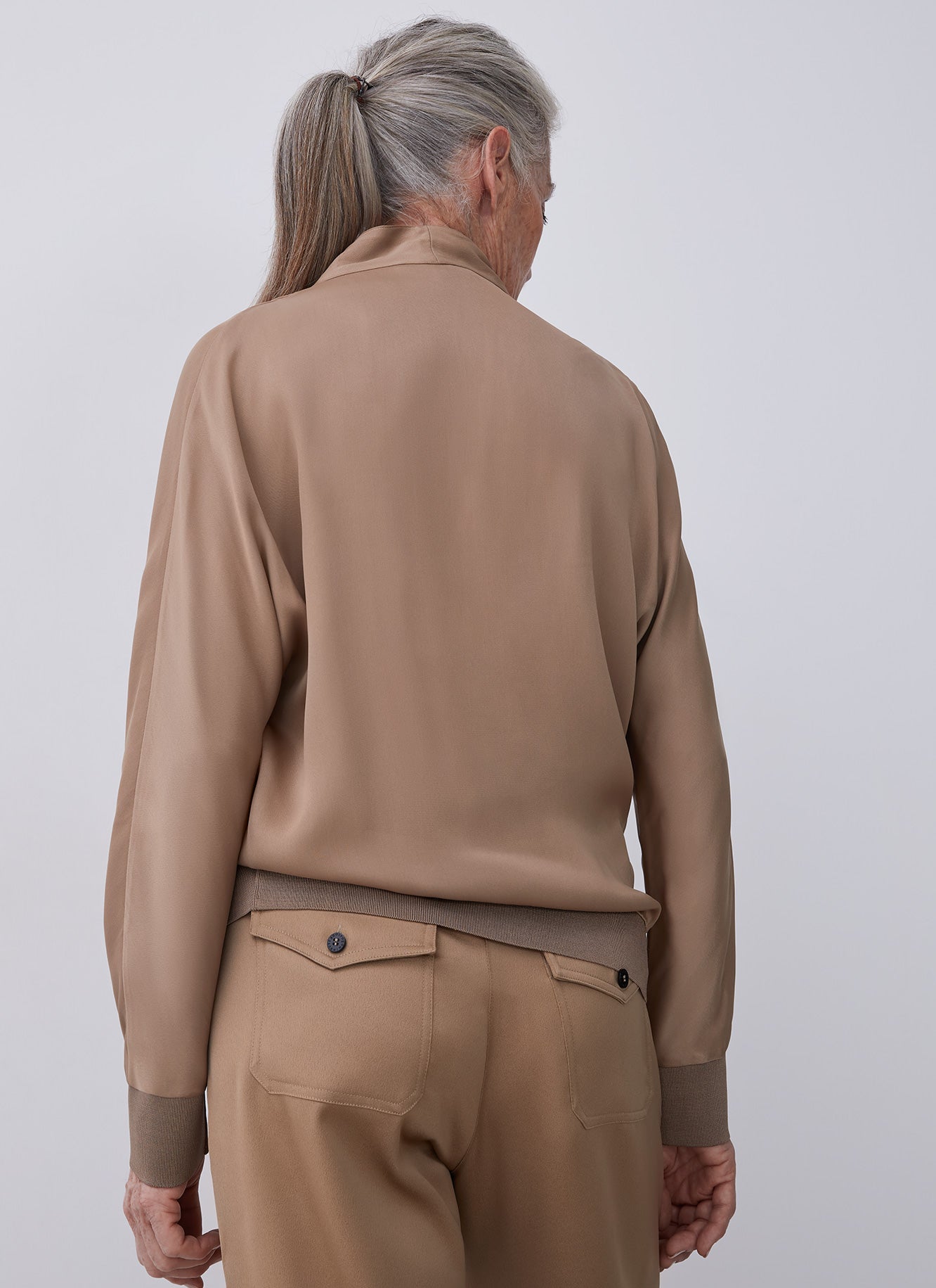 Brown Viscose Blouse With Elastic Hem