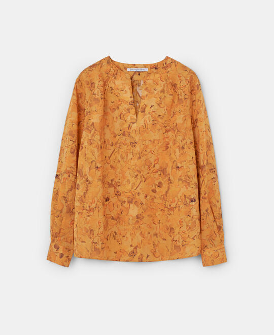 Multicolor Cotton Blouse With Puffed Sleeves