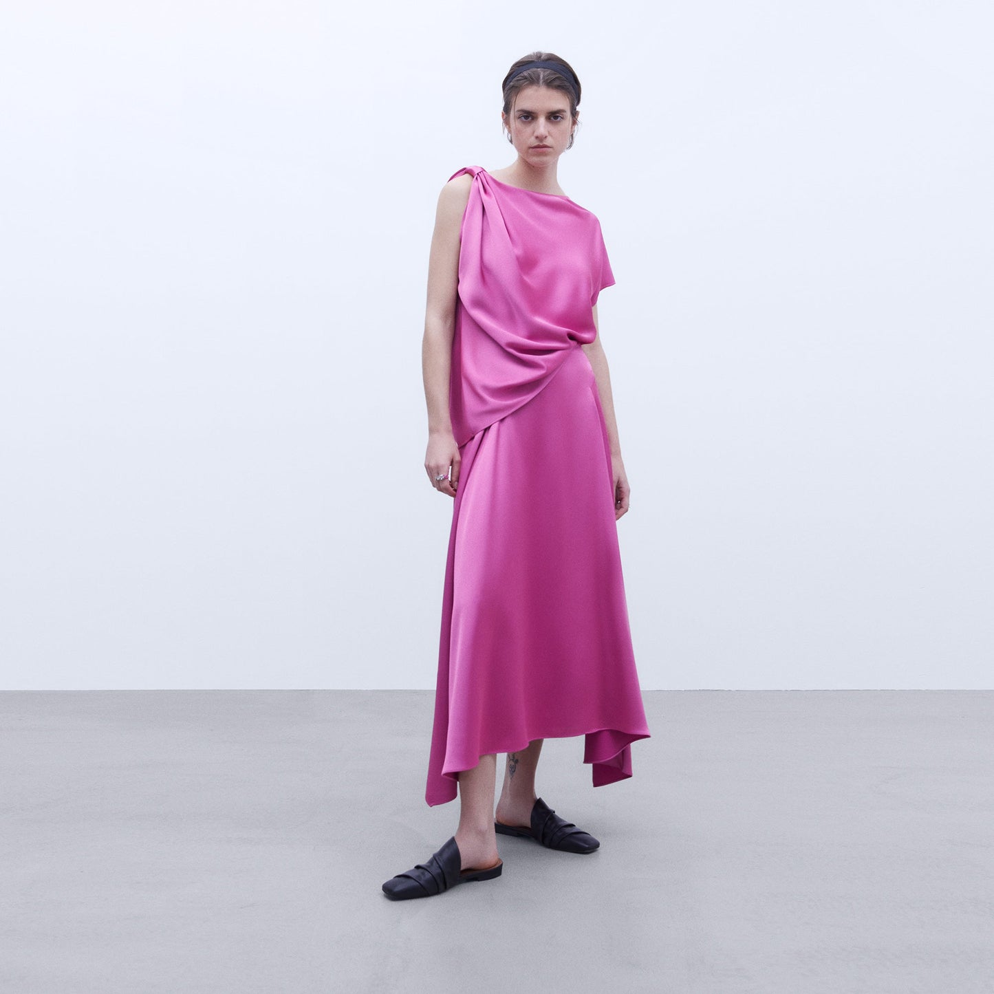 Elegant Pink Asymmetrical Blouse