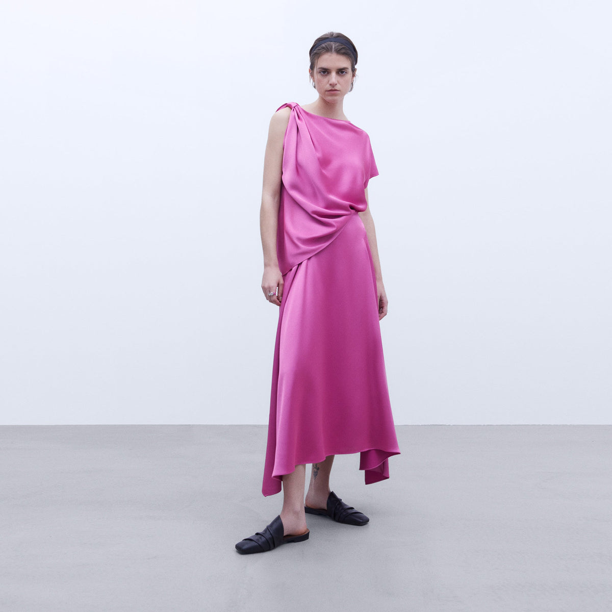 Elegant Pink Asymmetrical Blouse