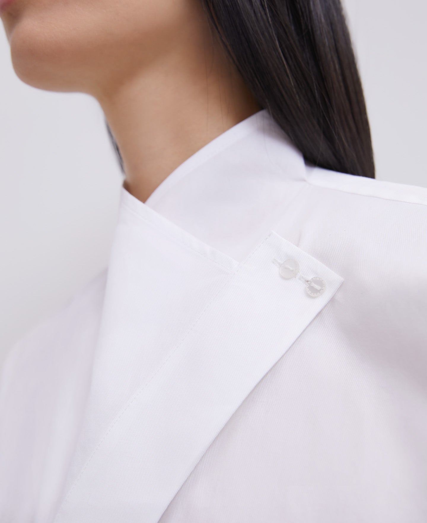 White Crossover Flap Cotton Shirt