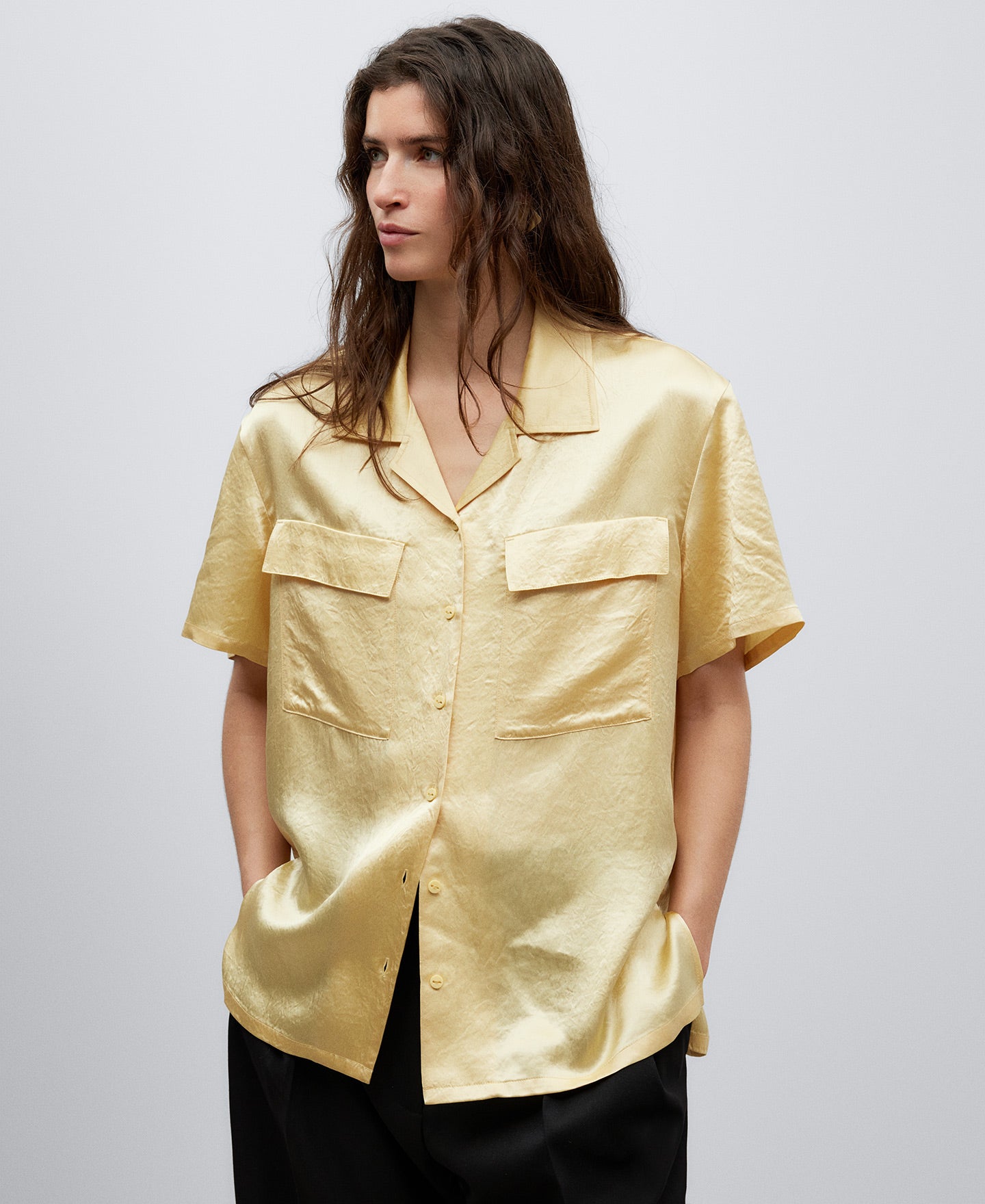 Buttermilk Yellow Shirt With Bowling Collar