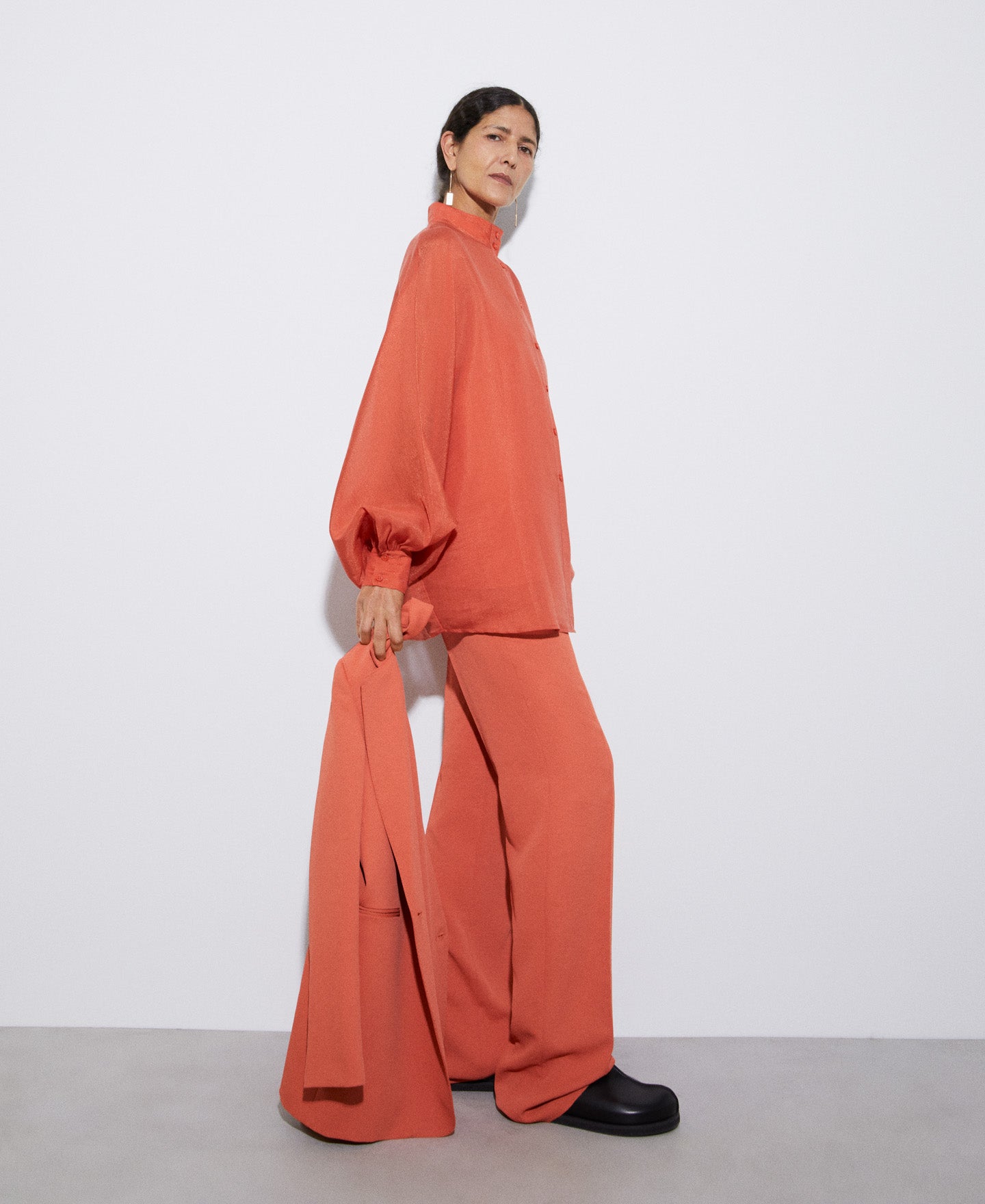 Coral Oversize Lyocell Shirt