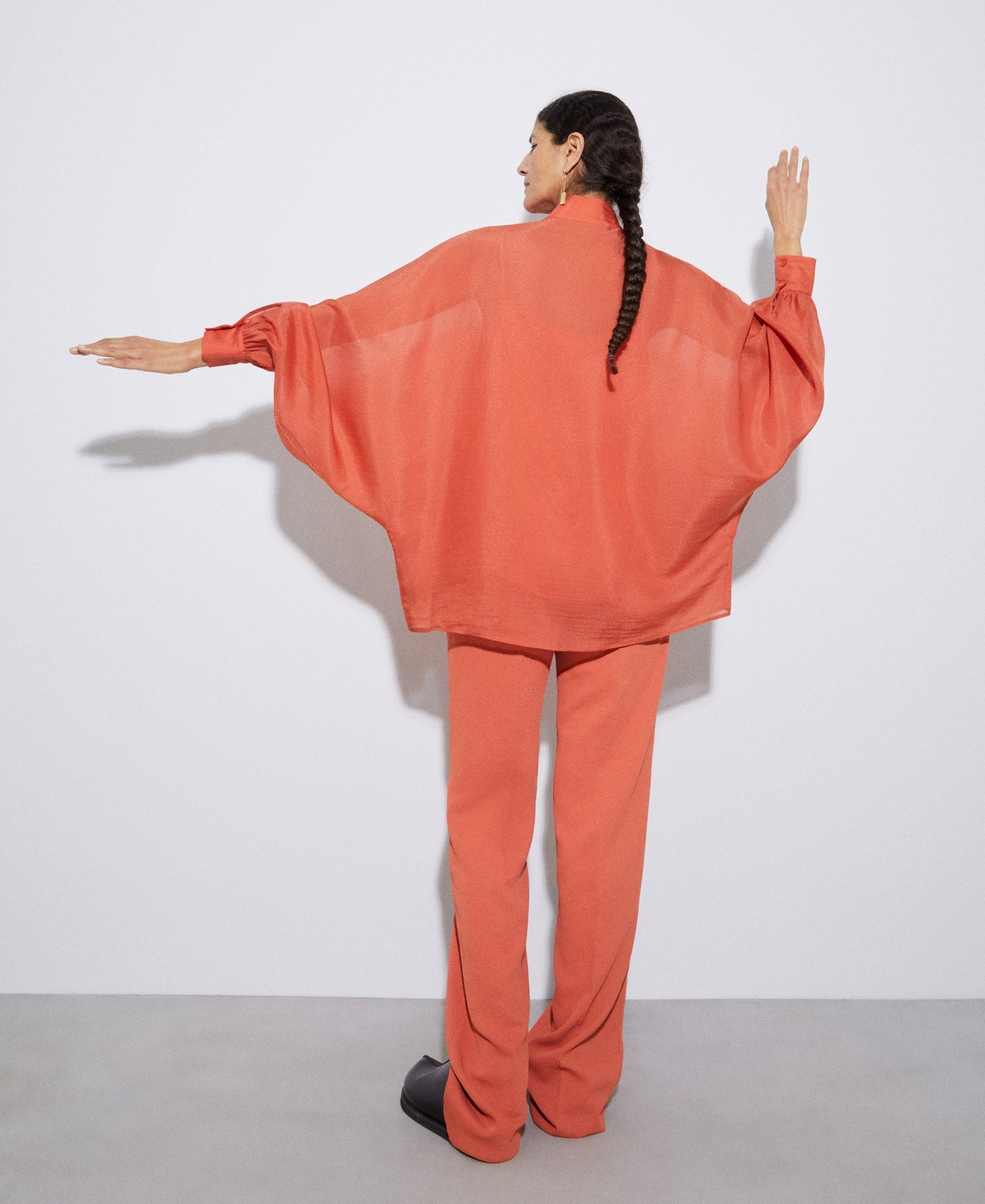 Coral Oversize Lyocell Shirt