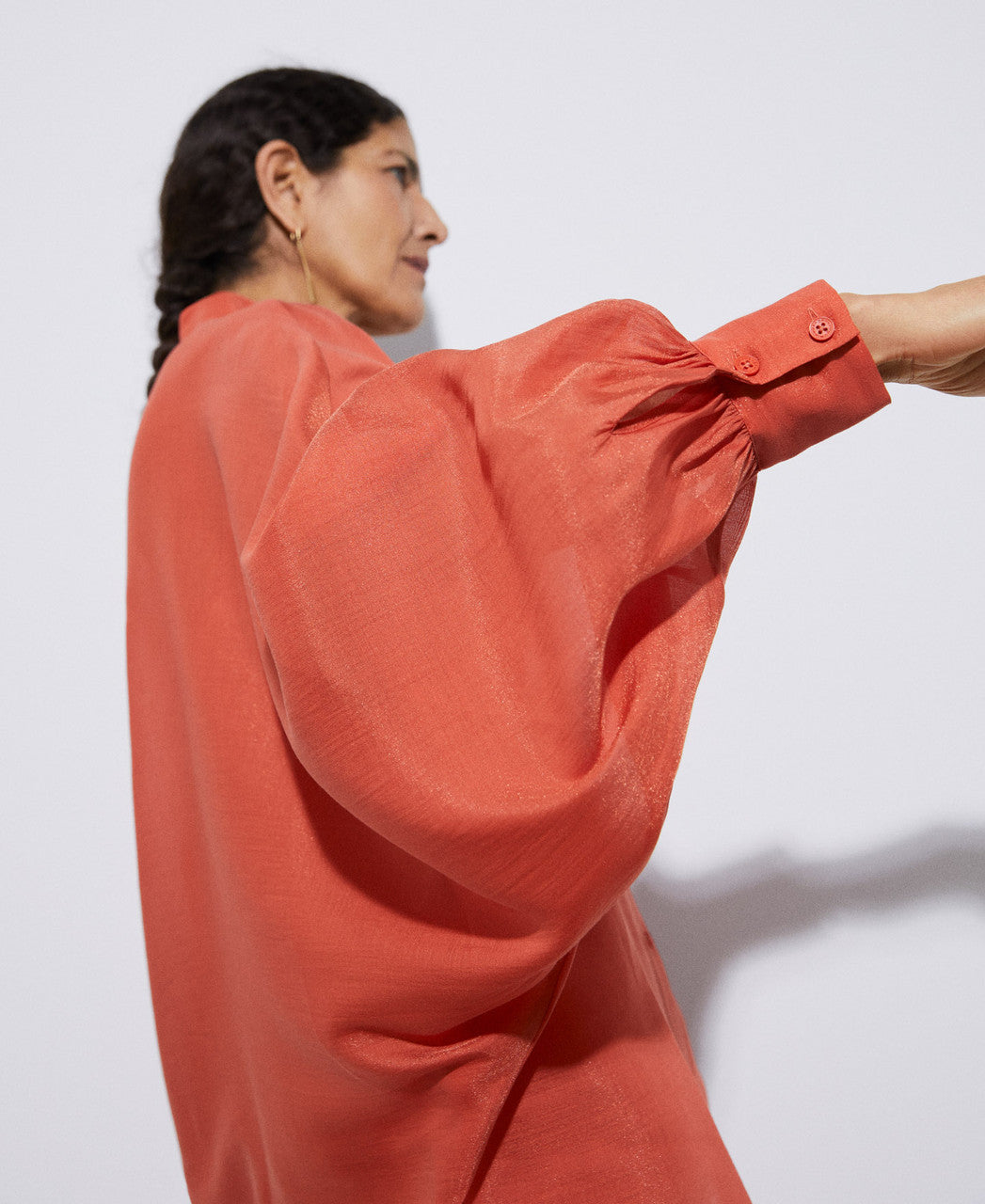 Coral Oversize Lyocell Shirt