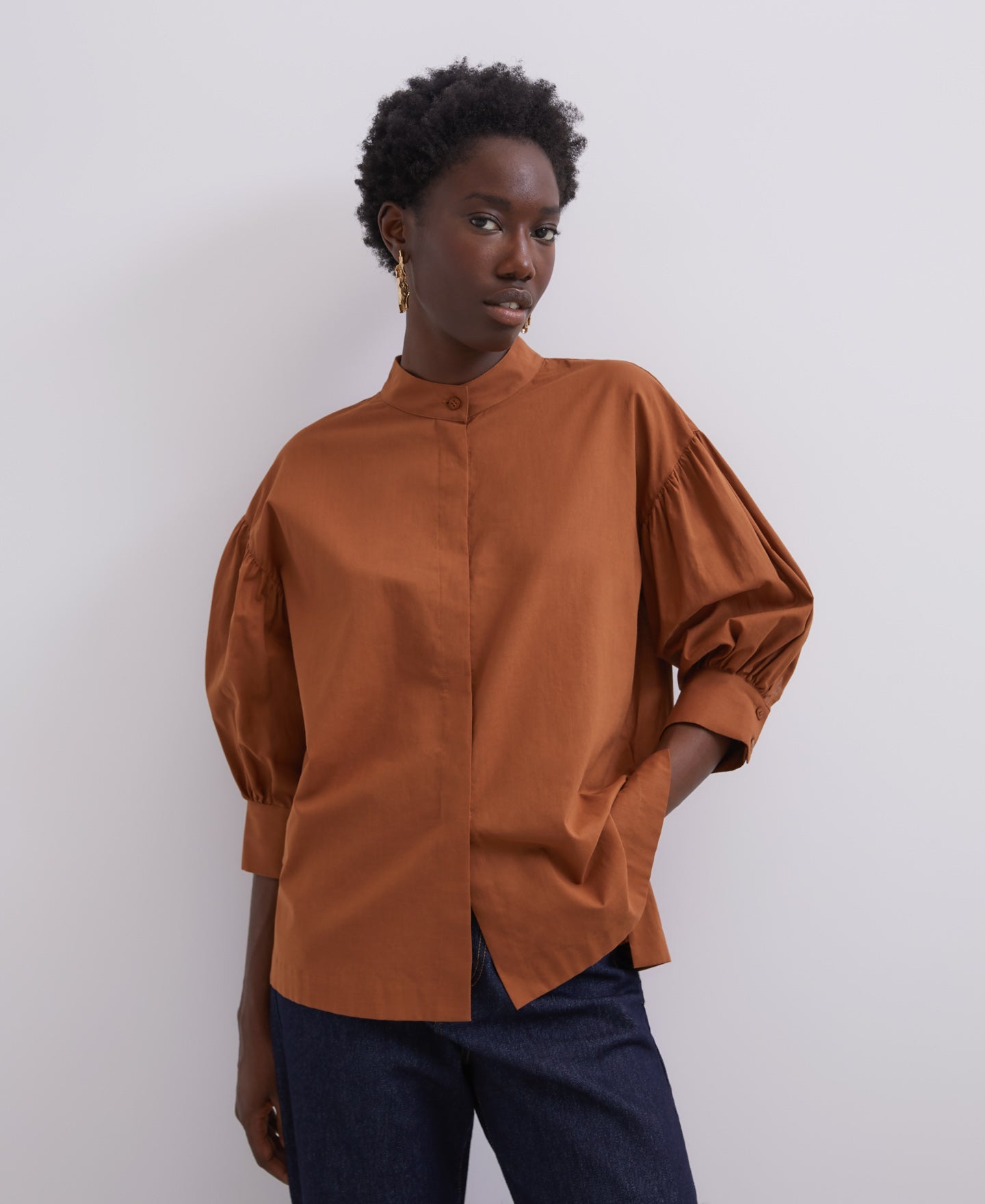 Toffe Mandarin Collar Cotton Shirt