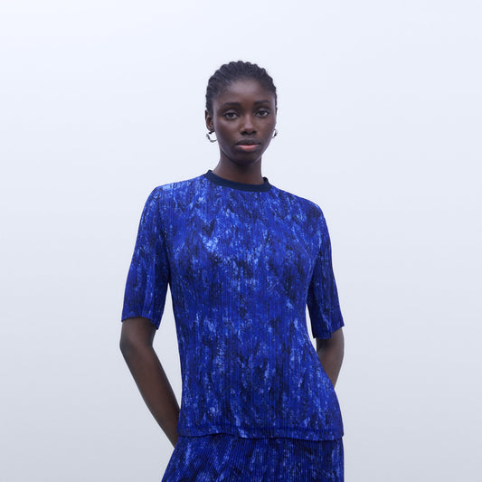 Crinkle Print Blue T-shirt