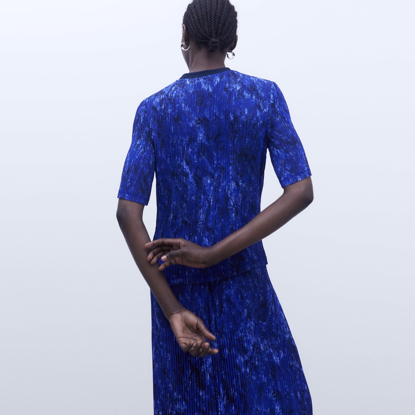 Crinkle Print Blue T-shirt