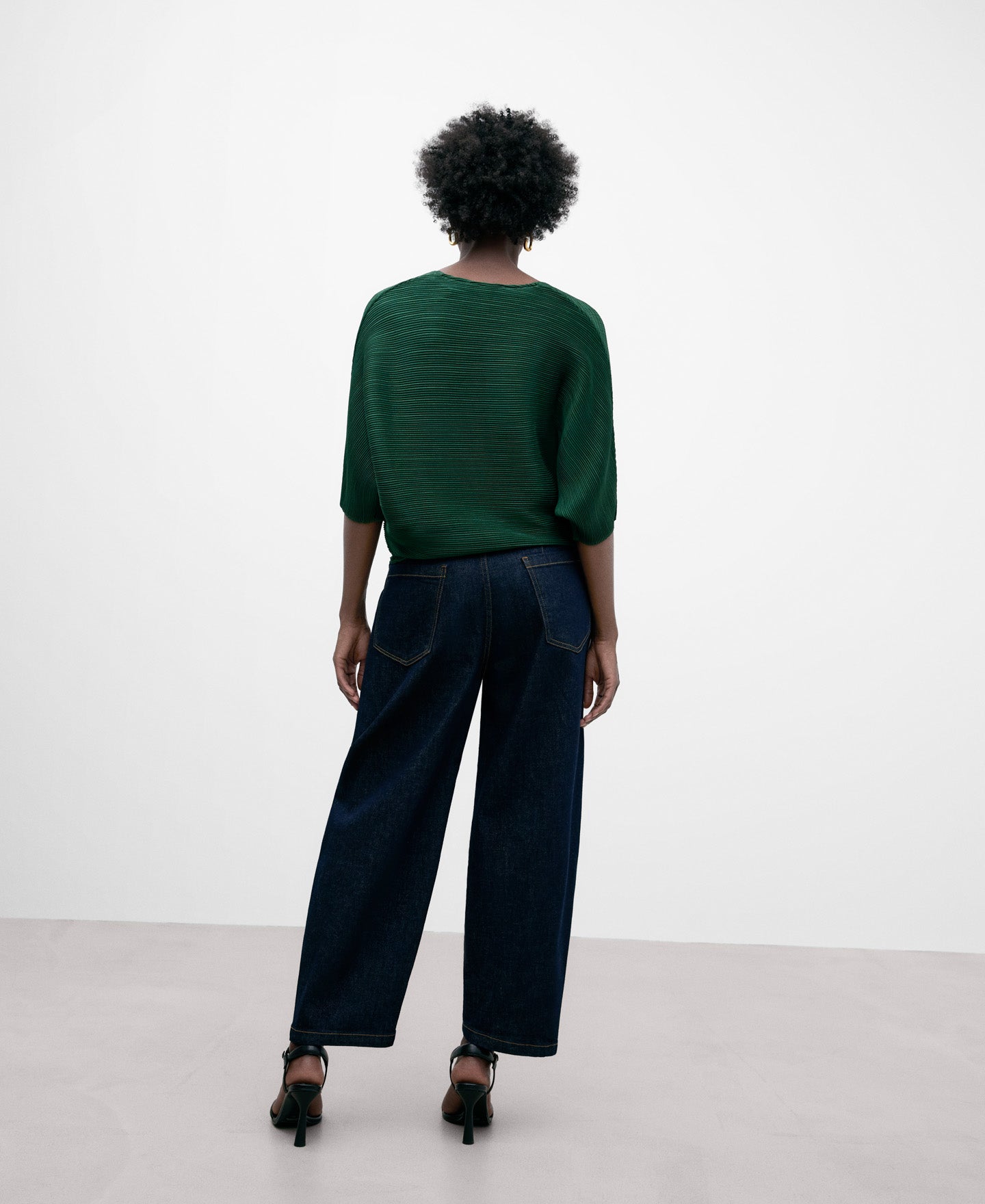 Grass Green V-Neck Crinkle Sweatshirt