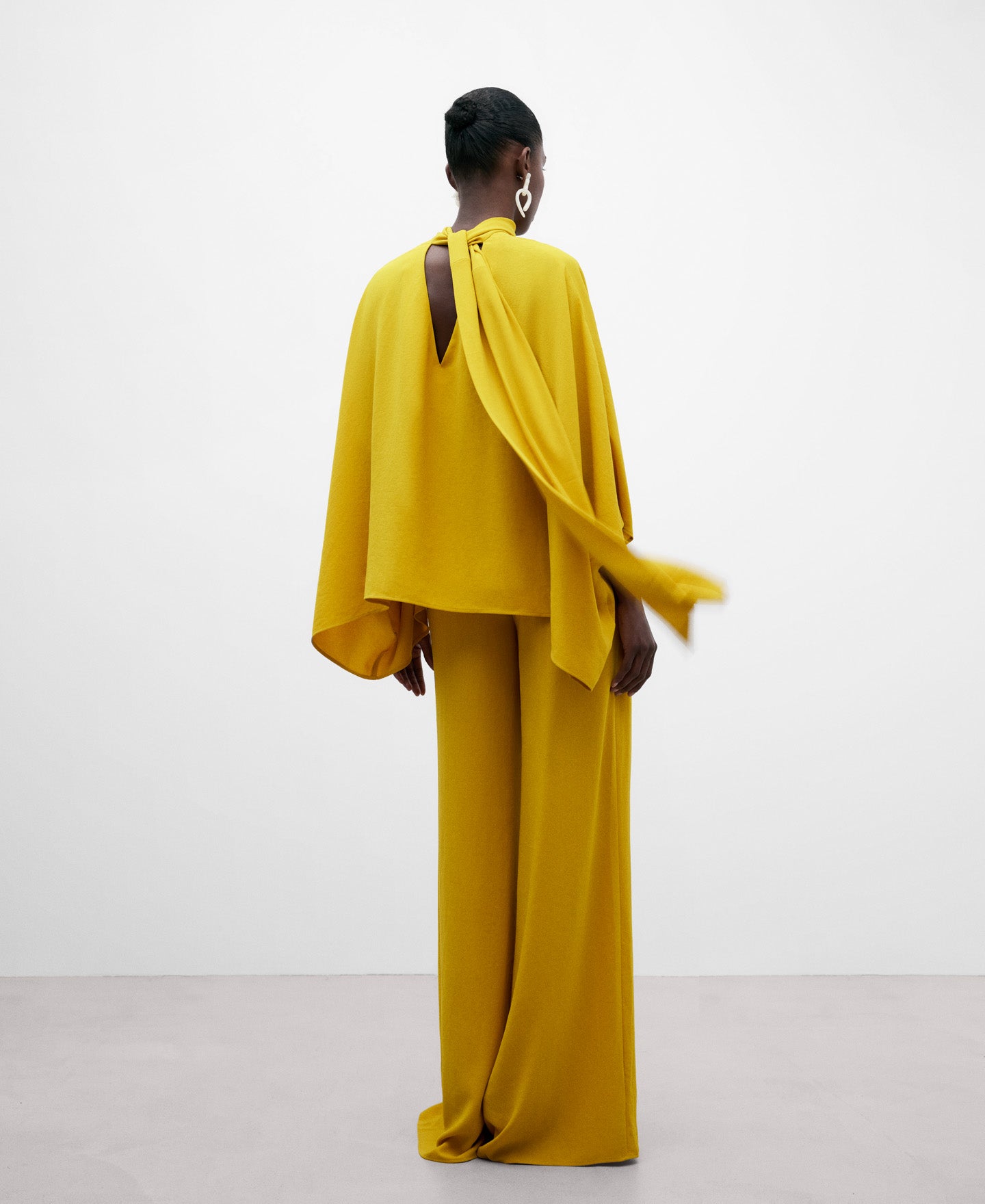 Mustard Pleated Maxi Lace Blouse