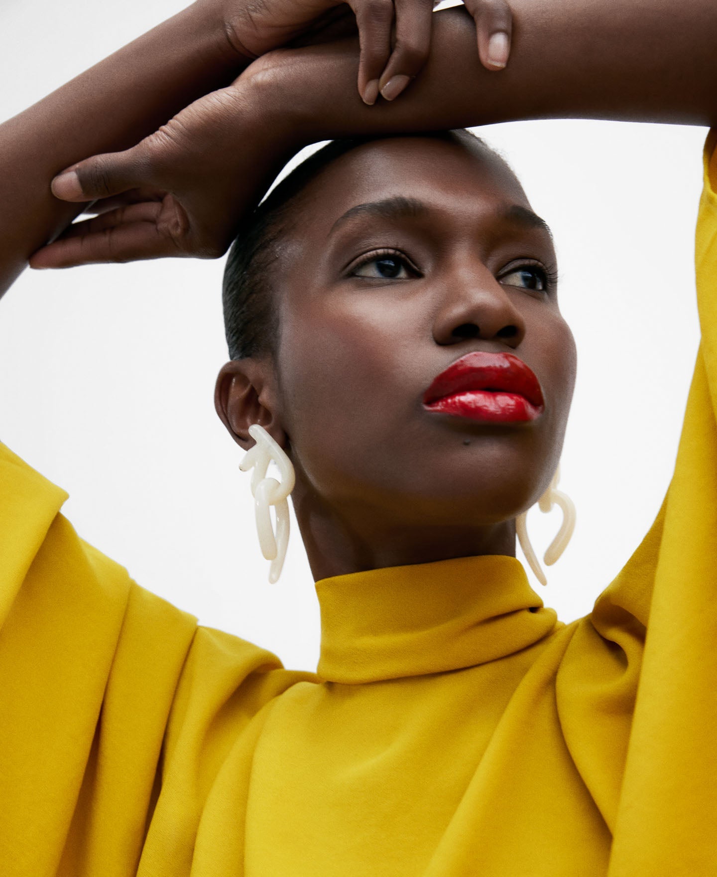 Mustard Pleated Maxi Lace Blouse