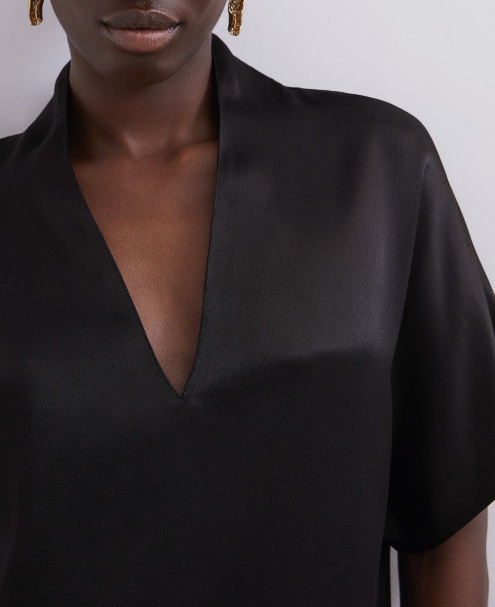 Black Black Viscose V-Neckline Shirt