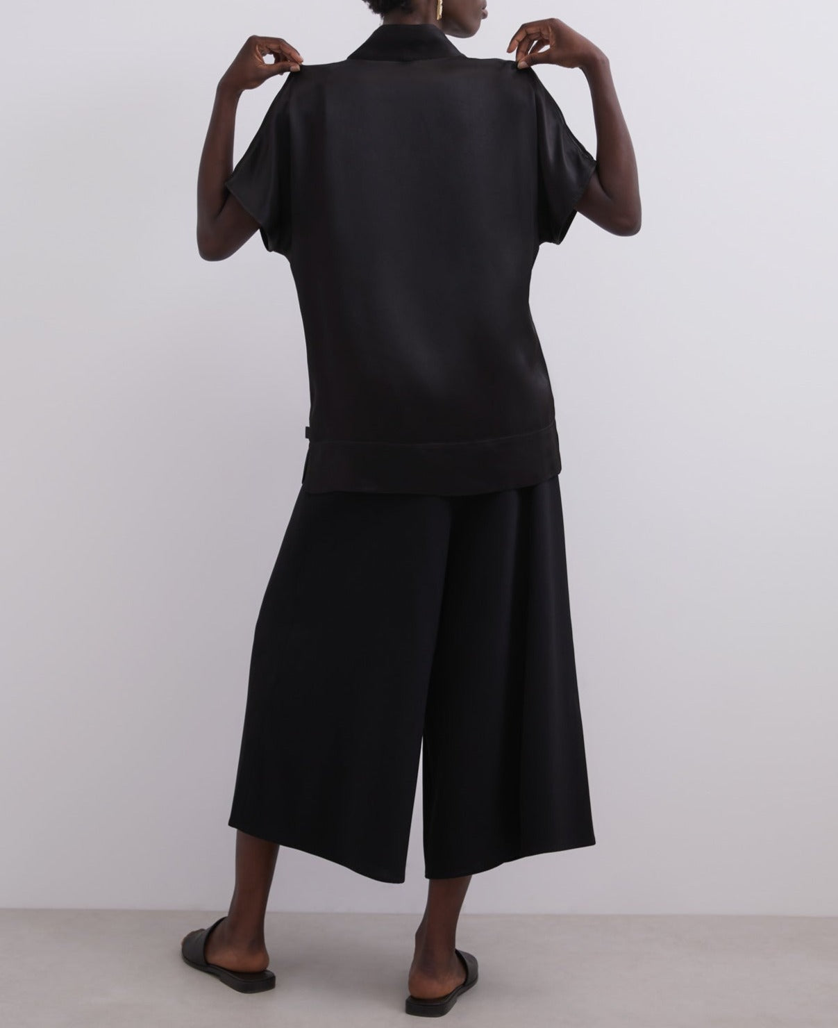 Black Black Viscose V-Neckline Shirt