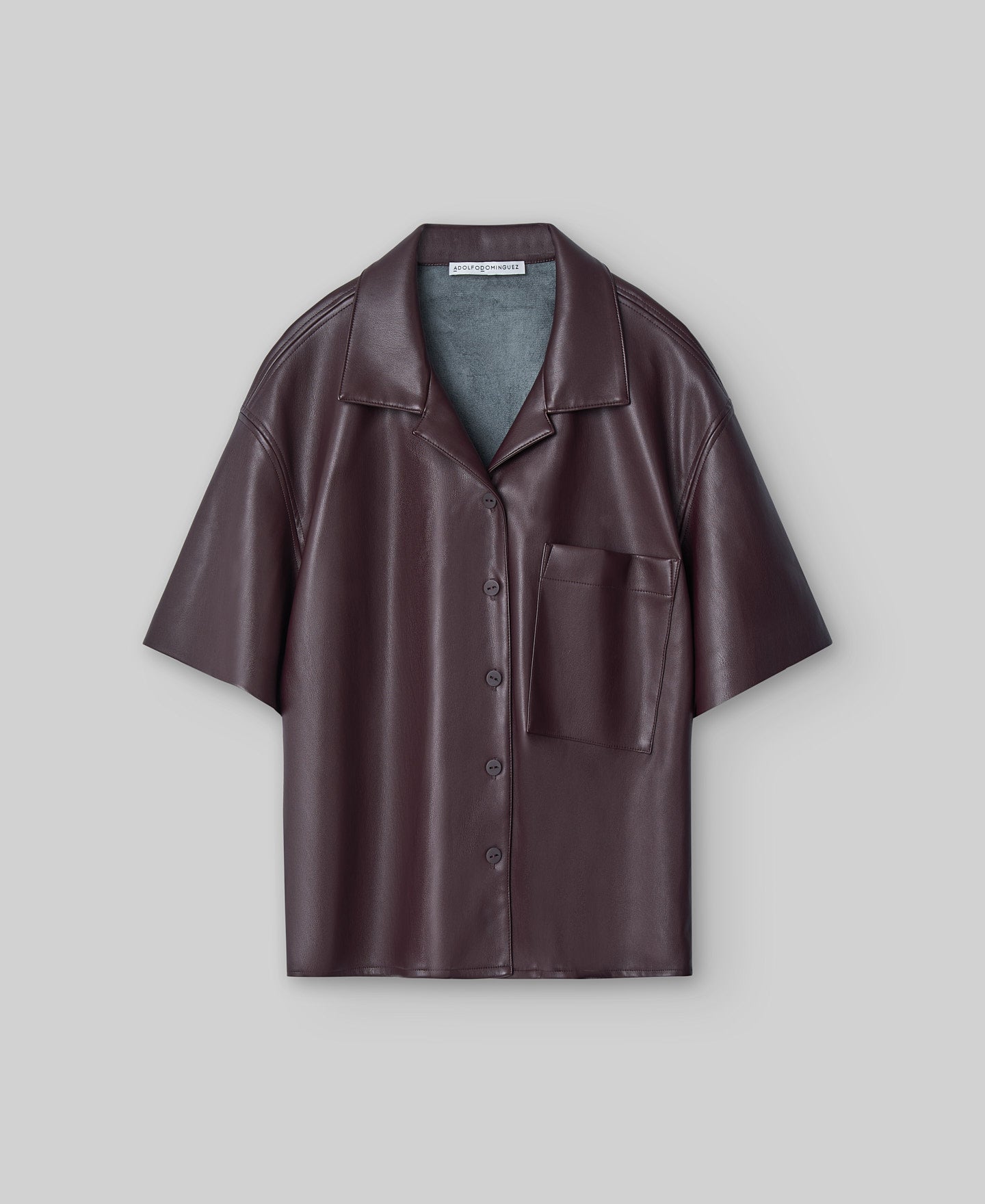 Non-Leather short sleeve shirt woman in chocolate