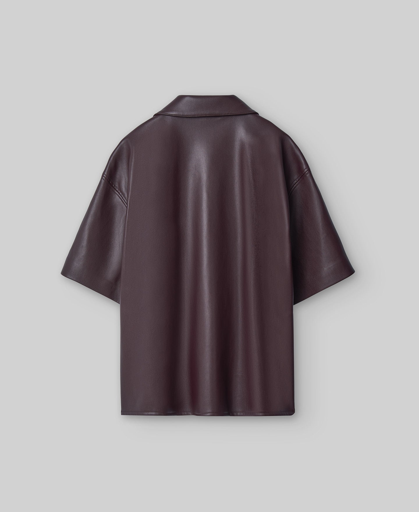 Non-Leather short sleeve shirt woman in chocolate