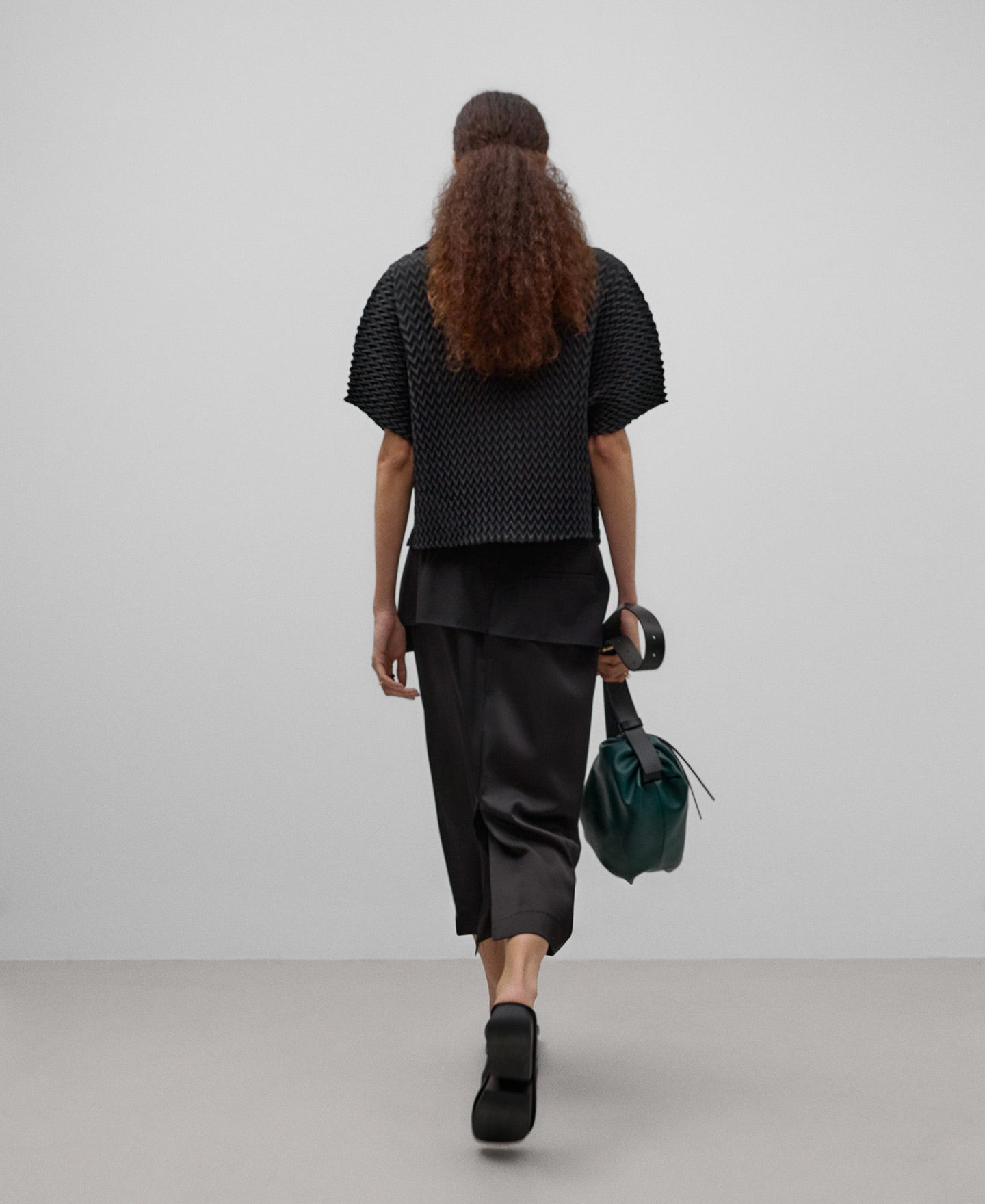 Black Zigzag Crinkle Polo Shirt