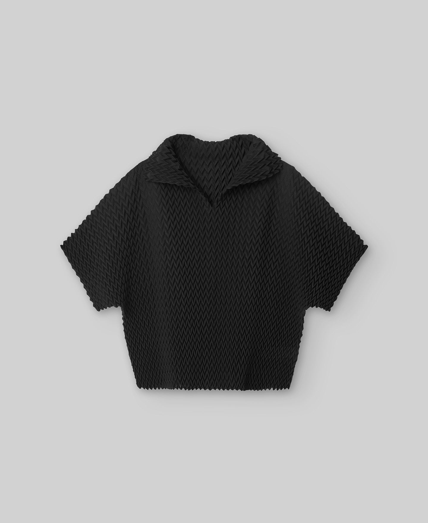 Black Zigzag Crinkle Polo Shirt