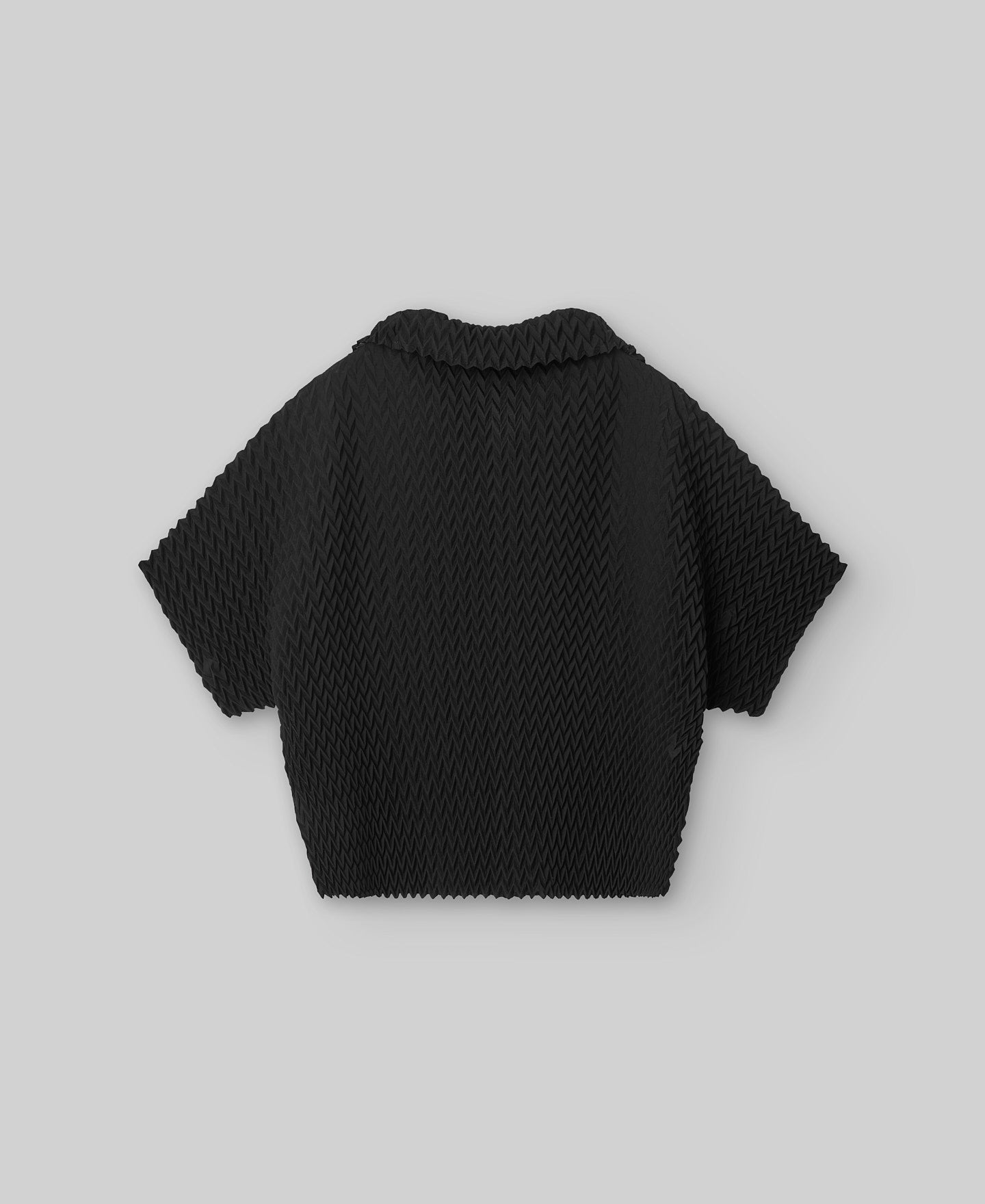 Black Zigzag Crinkle Polo Shirt