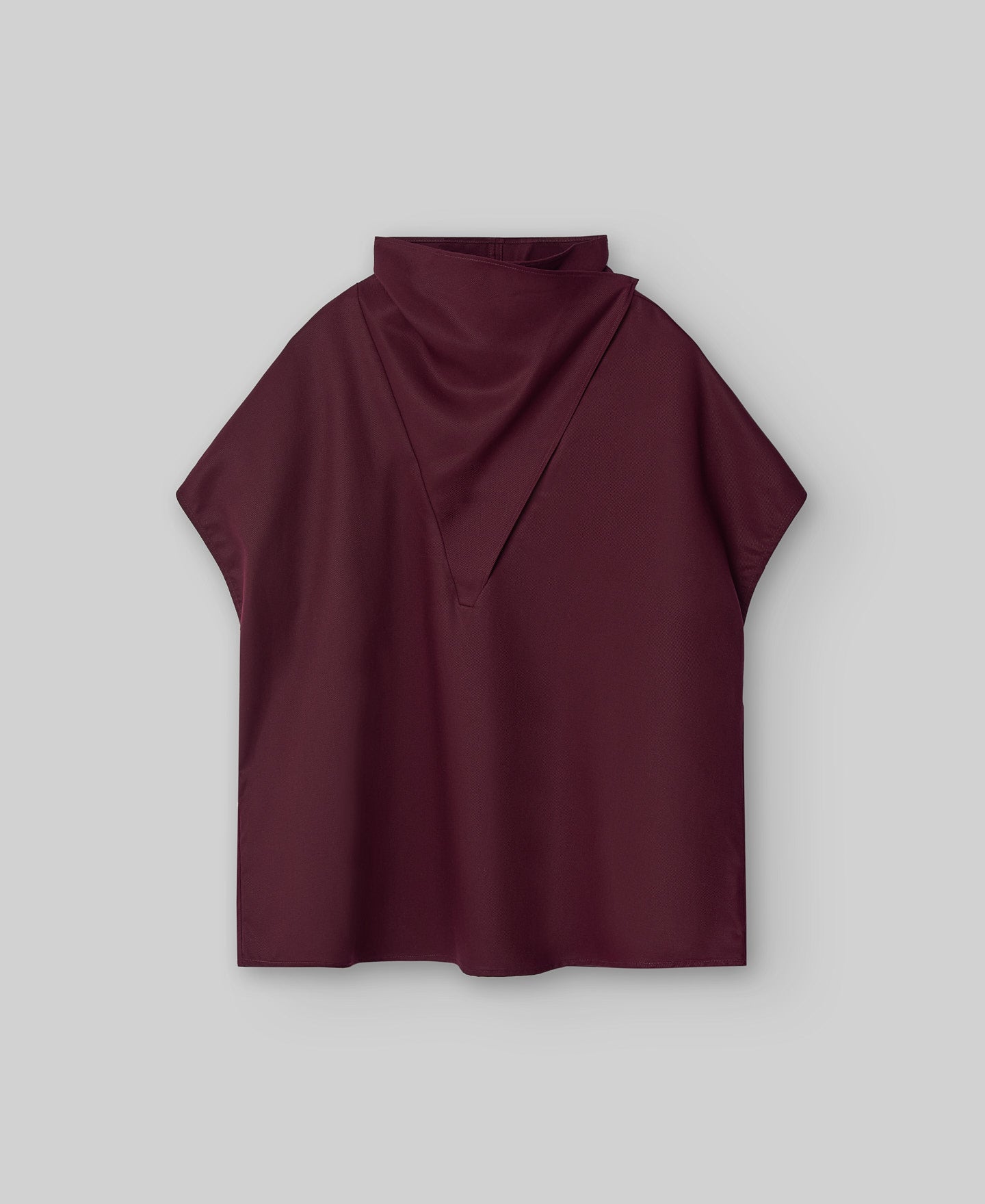 Draped turtleneck shirt woman in maroon
