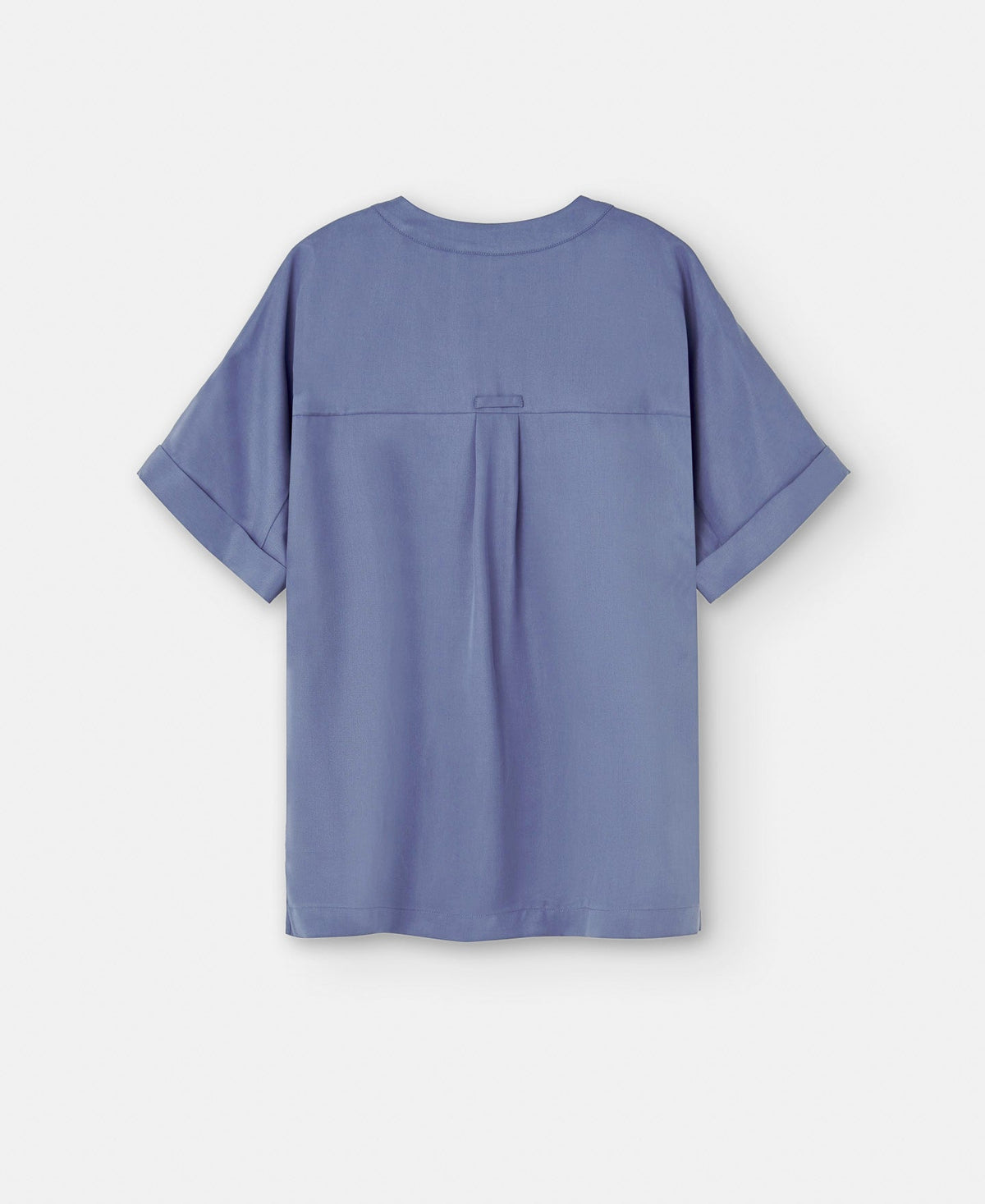 Grey/Blue Short Sleeve Japanese Blouse In Lyocell