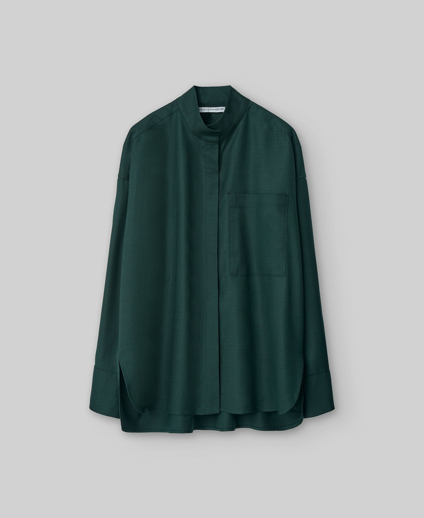 Dark green mandarin collar shirt woman in dark green