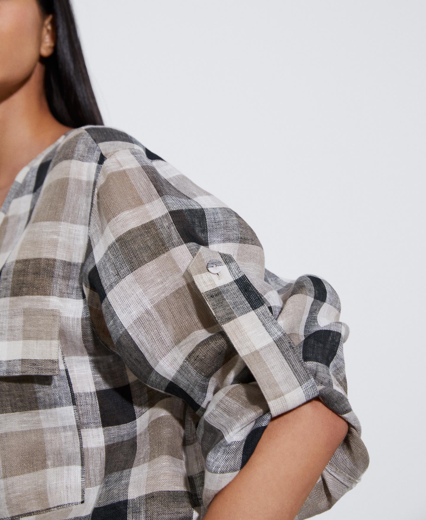 Black Check Linen Heron Check Shirt