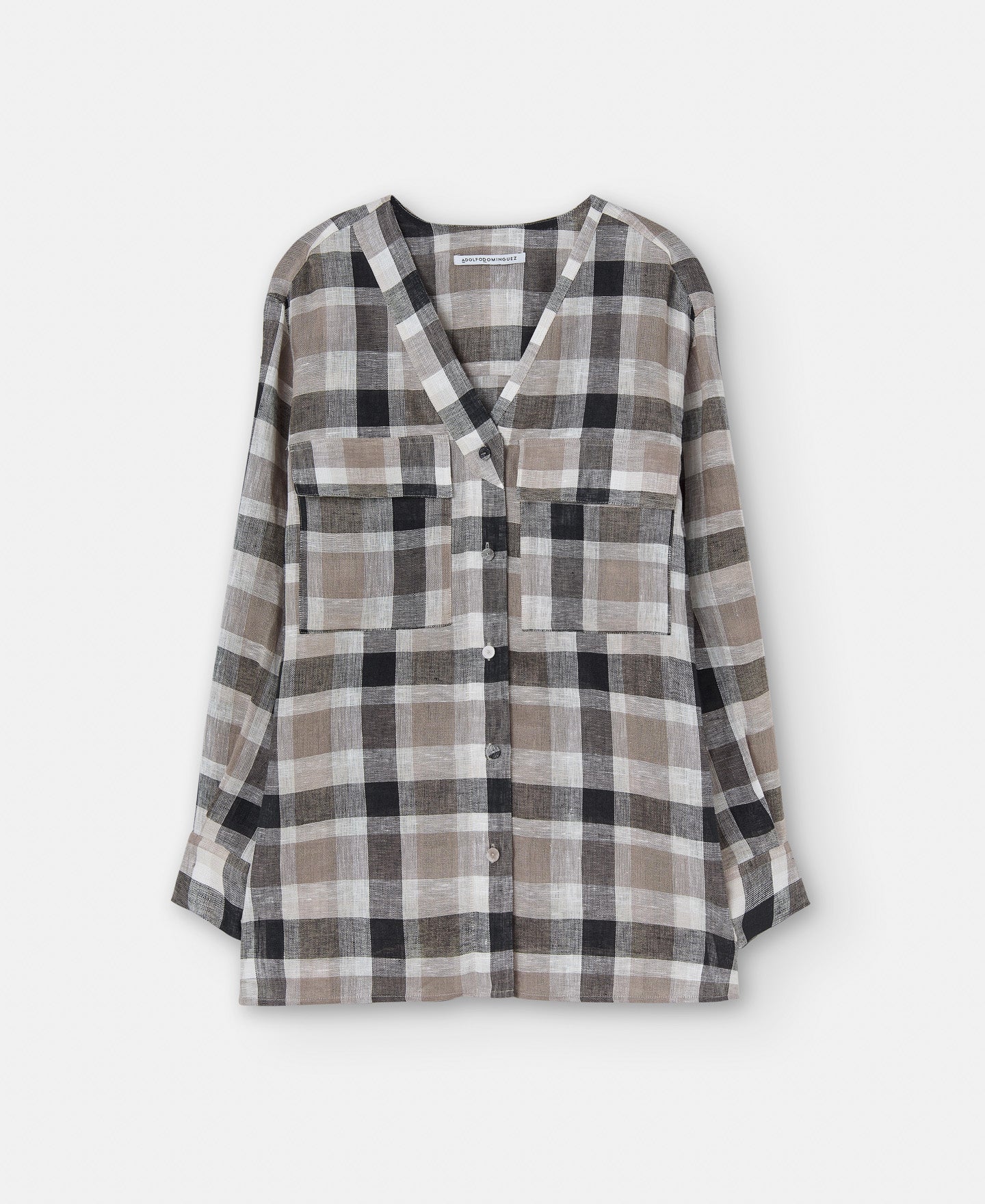 Black Check Linen Heron Check Shirt