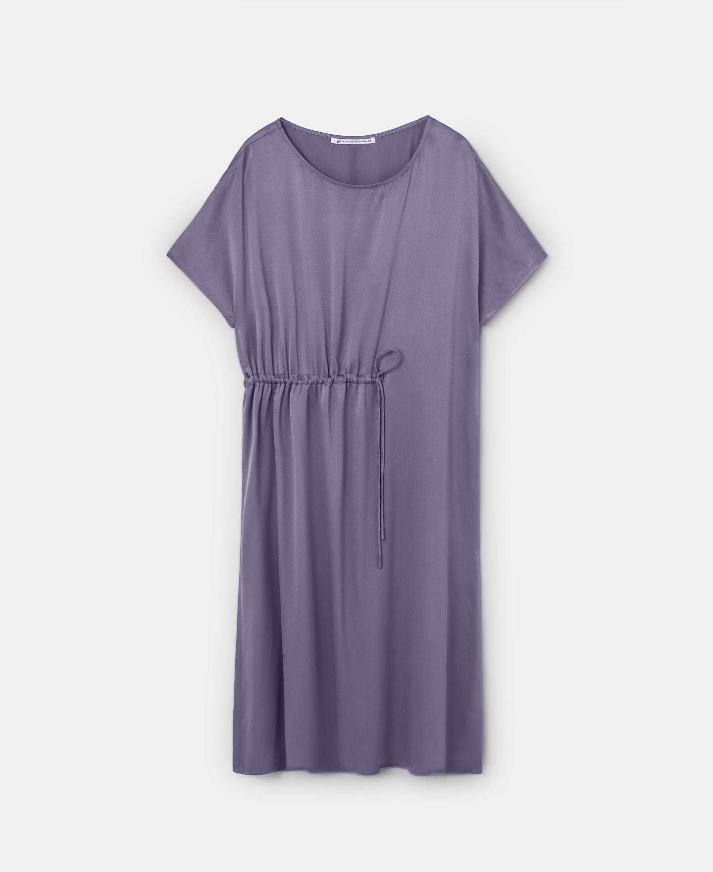 Grey Viscose Tunic Dress With Gathered Detail
