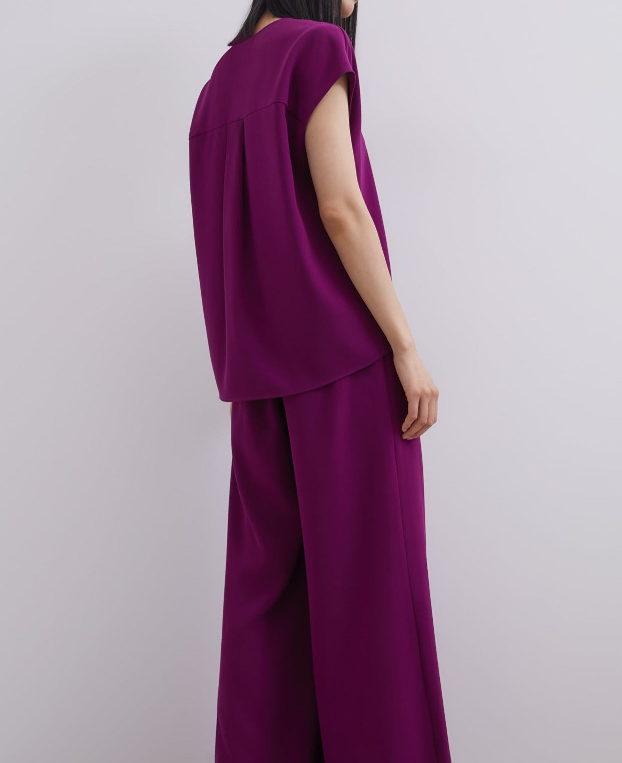 Red Bougainvillea Short Drop Sleeve V-Neck Top