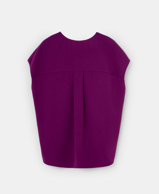 Red Bougainvillea Short Drop Sleeve V-Neck Top