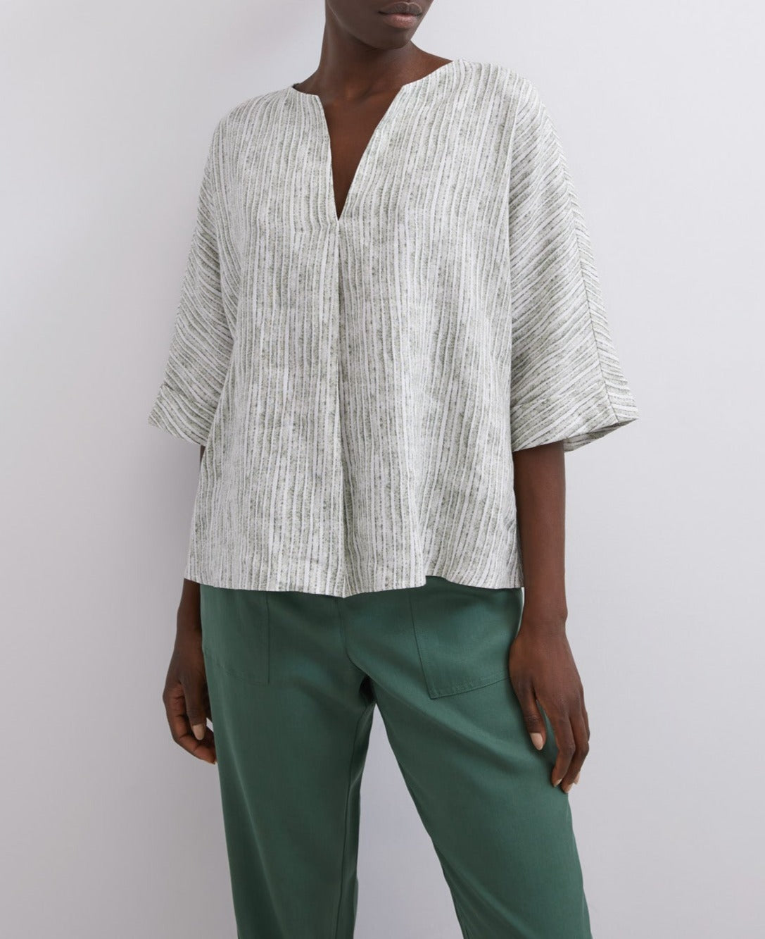 White Print Linen Printed Shirt