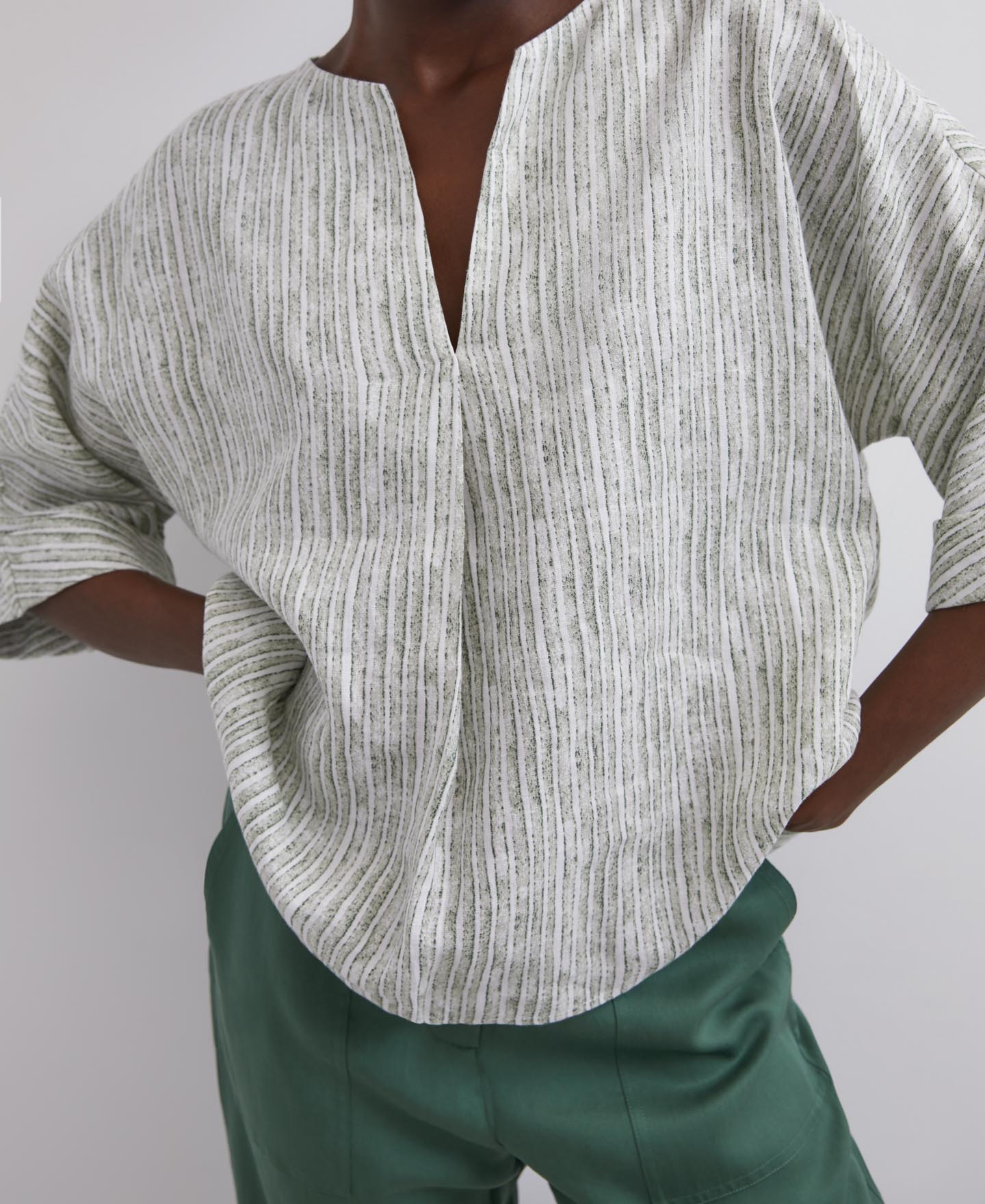 White Print Linen Printed Shirt