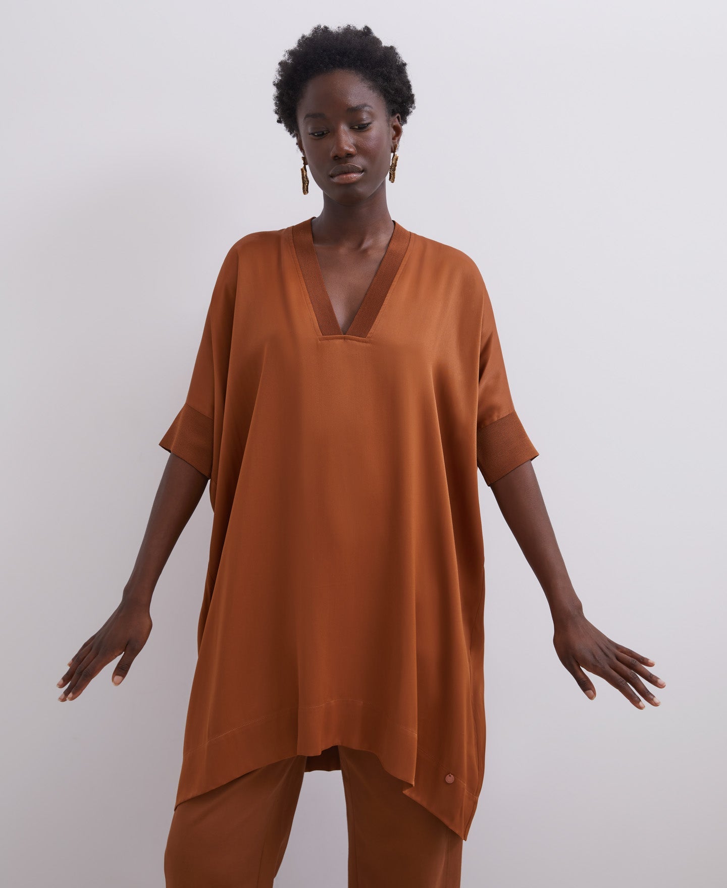 Caramel Viscose Oversize Caramel Shirt