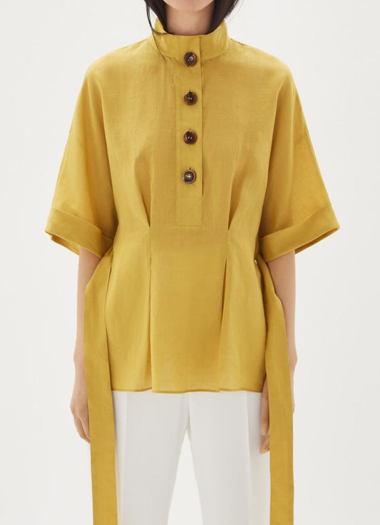 Green Ramie Shirt With Matching Belt