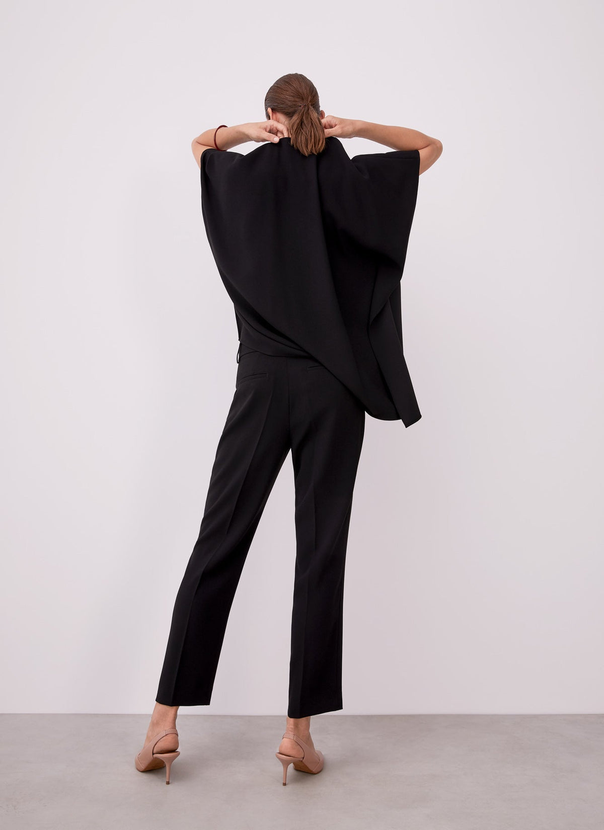 Black Cape Sleeve Shirt With Volume